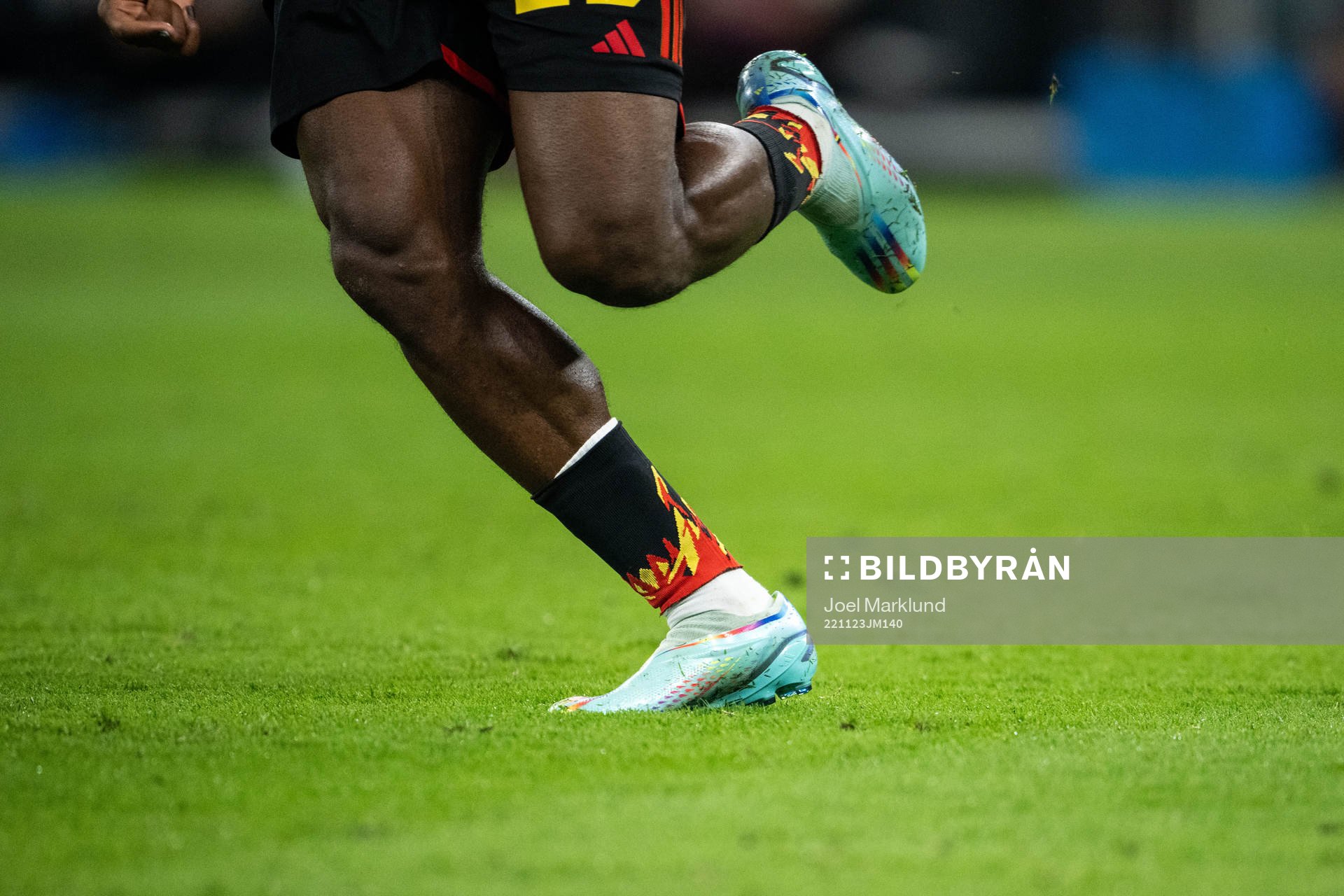 Michy Batshuayi of Belgium’s shoes with rainbow details