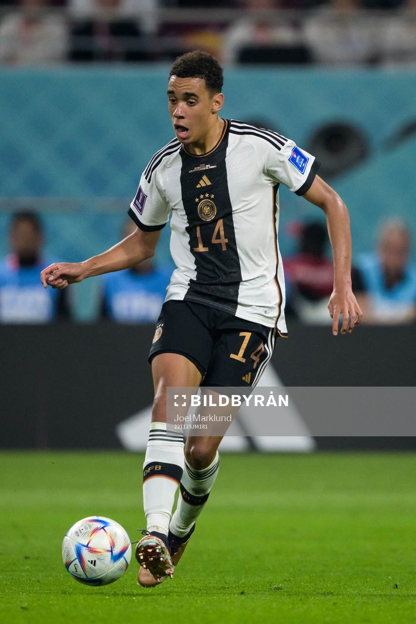 Jamal Musiala of Germany during the FIFA World Cup 2022 football match between Germany and Japan on November 23, 2022 in Doha.