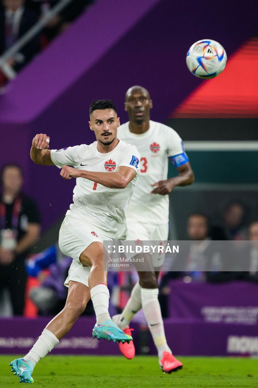 Stephen Eustaquio of Canada during the FIFA World Cup 2022 football match between Belgium and Canada on November 23, 2022 in Doha.