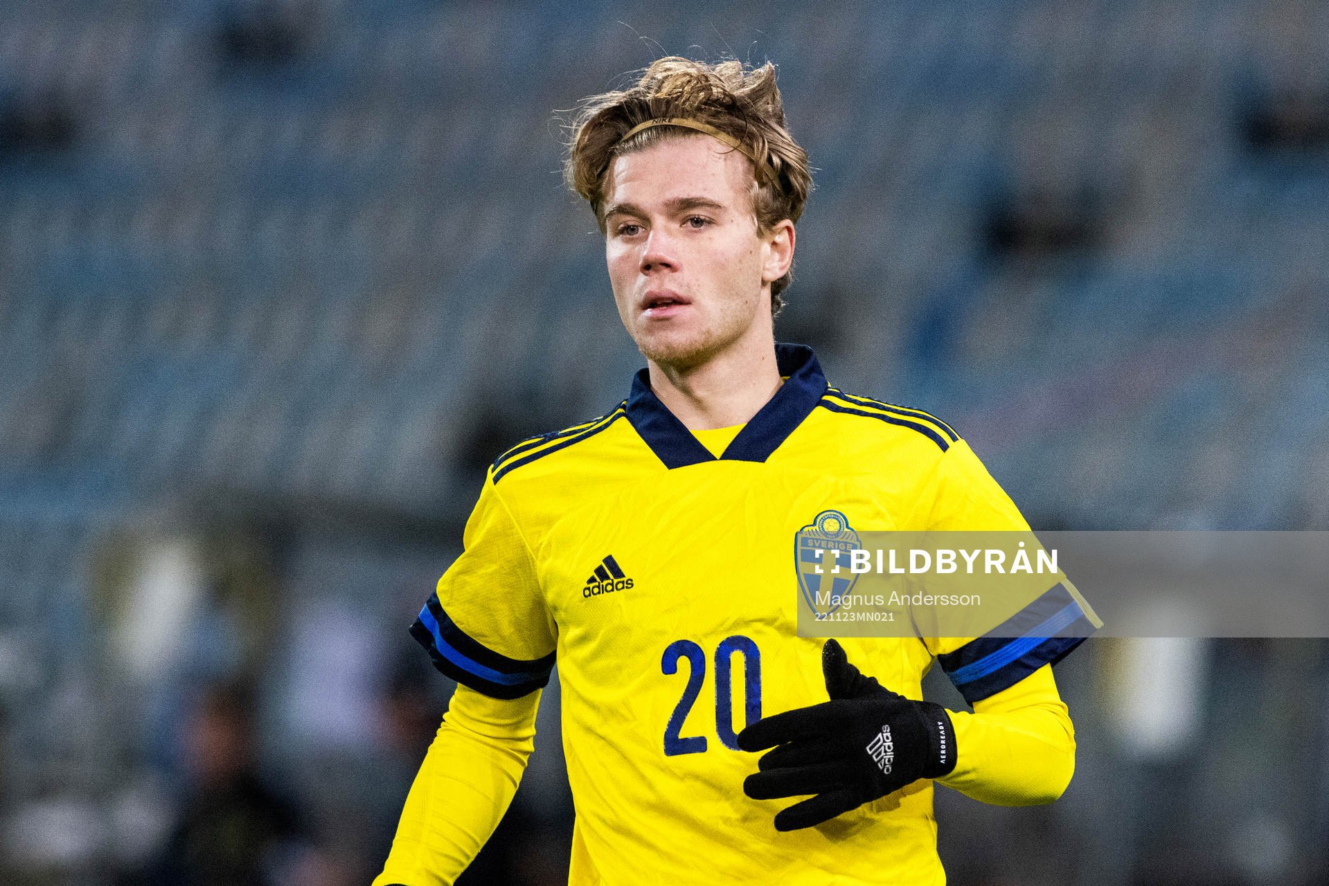 Sveriges Wilmer Odefalk under EM-kvalmatchen P-18 mellan Sverige och Ukraina den 23 november 2022 i Norrköping. 