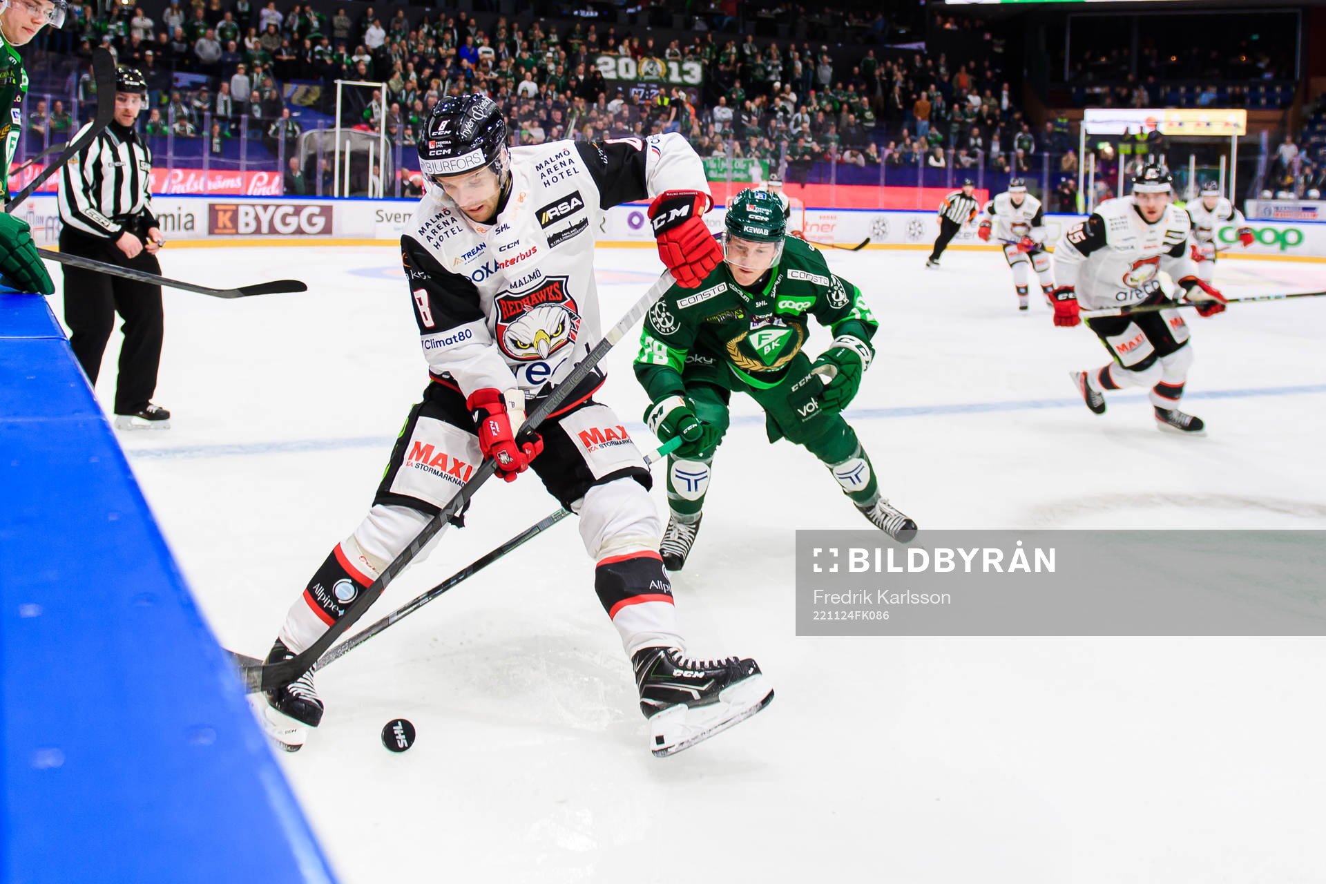 Malmö Redhawks Johan Olofsson och Färjestads Patrik Lundh