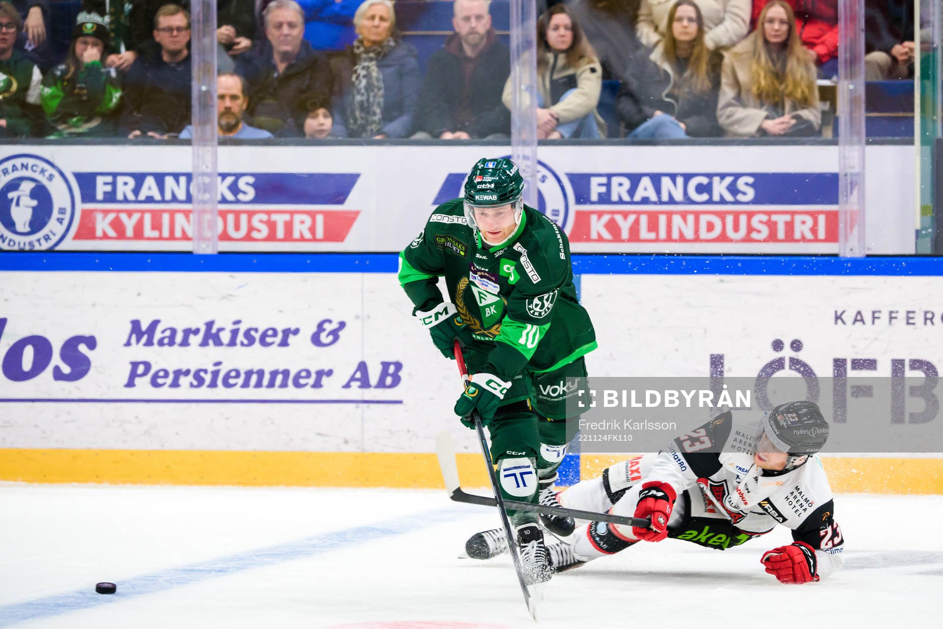Färjestads Marcus Nilsson och Malmö Redhawks Christoffer