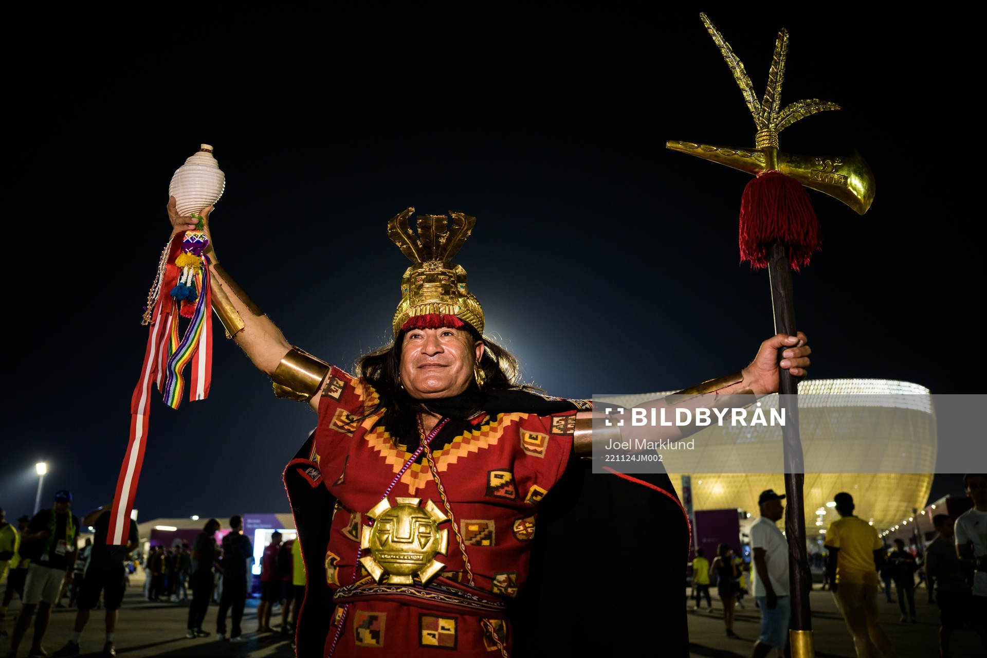 A fan ahead of the FIFA World Cup 2022 football match between Brazil and Serbia on November 24, 2022 in Doha.