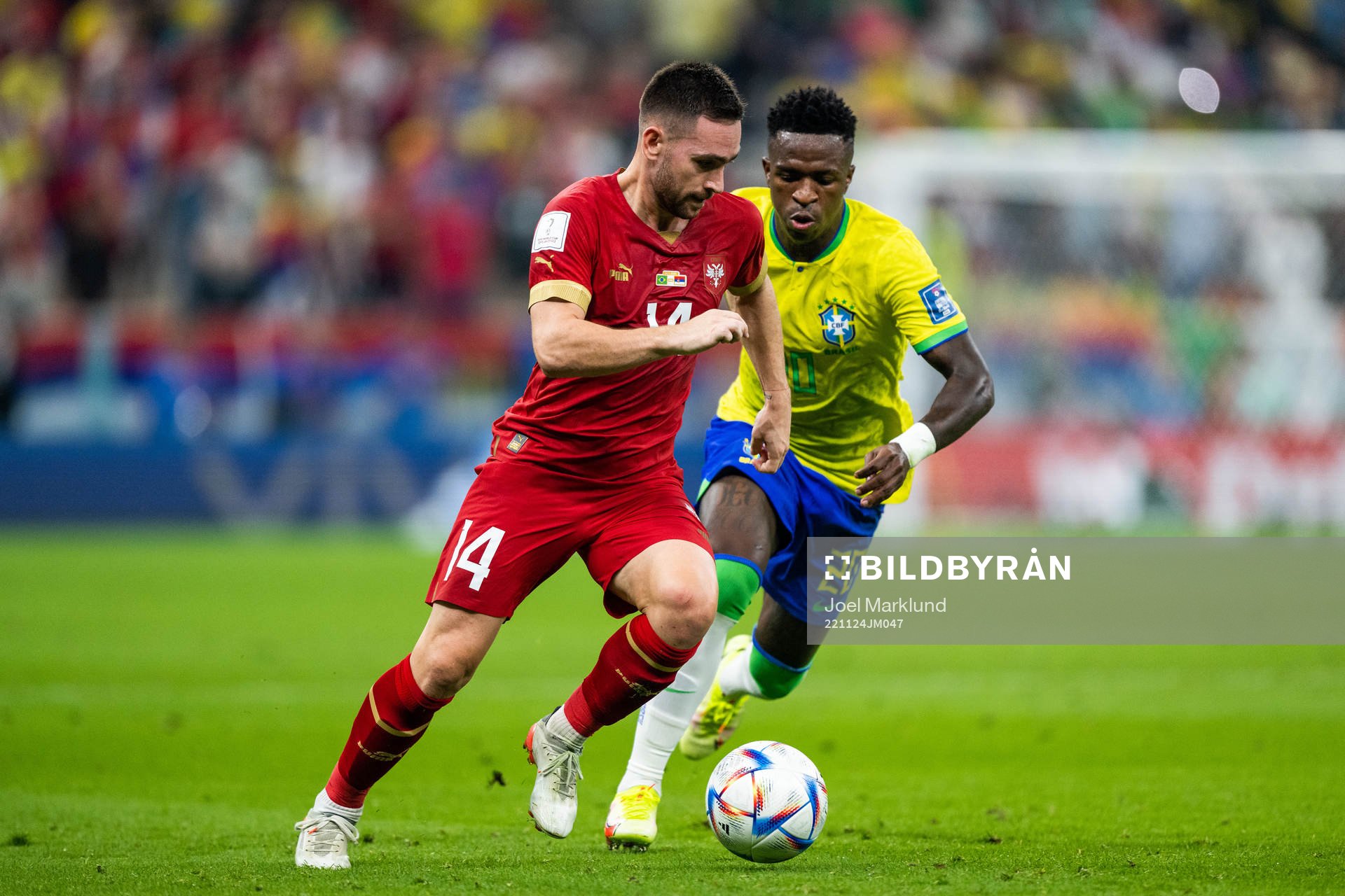 Andrija Zivkovic of Serbia and Vinicius Junior of Brazil