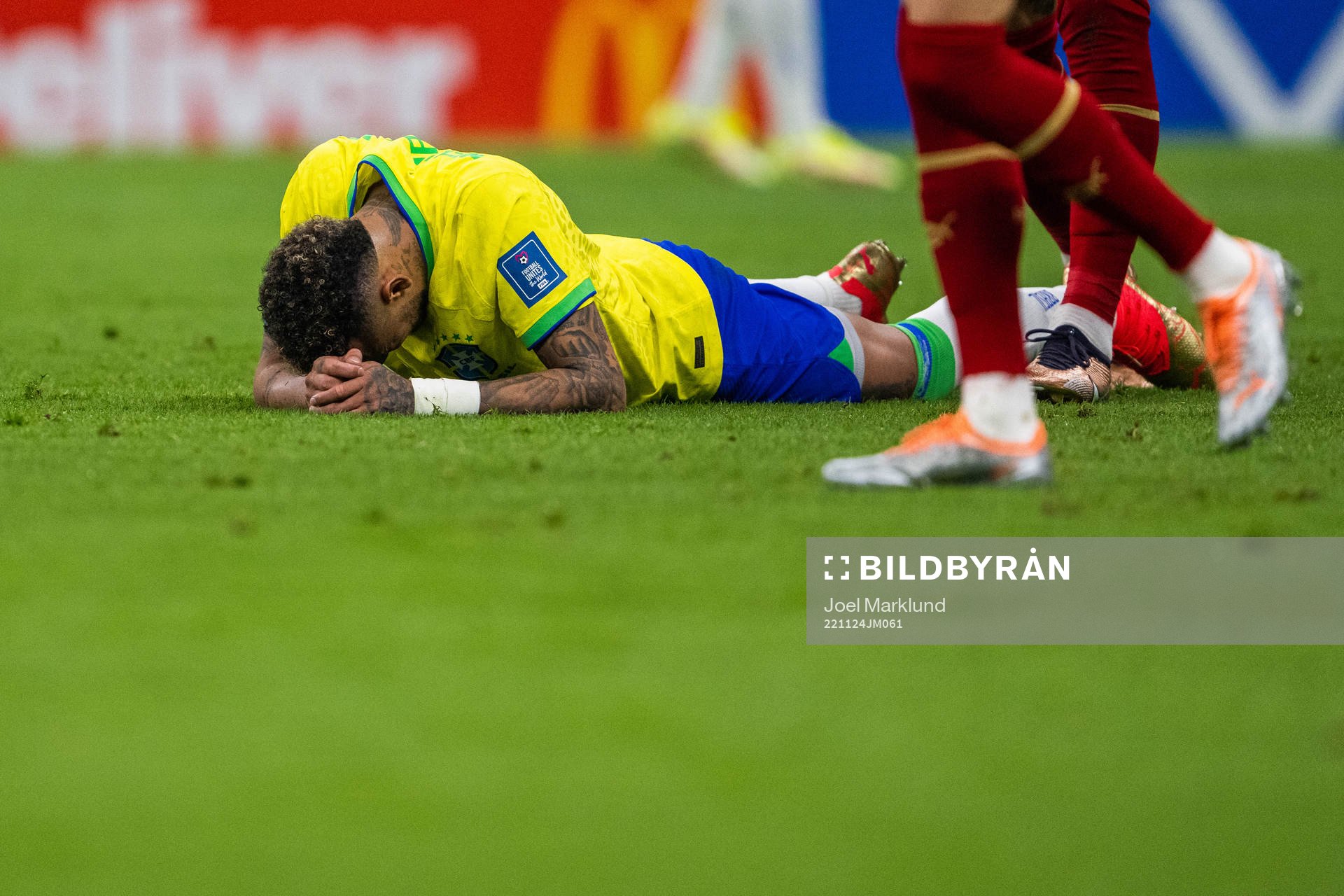 Neymar of Brazil looks dejected