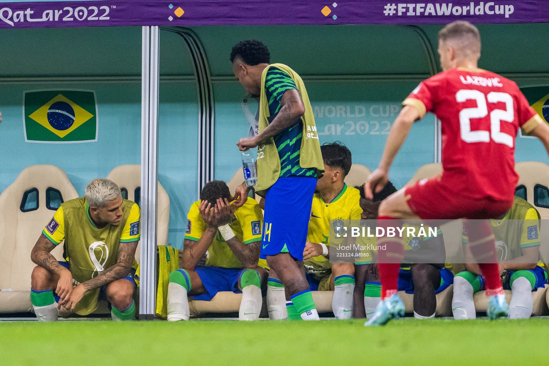 Neymar of Brazil looks dejected