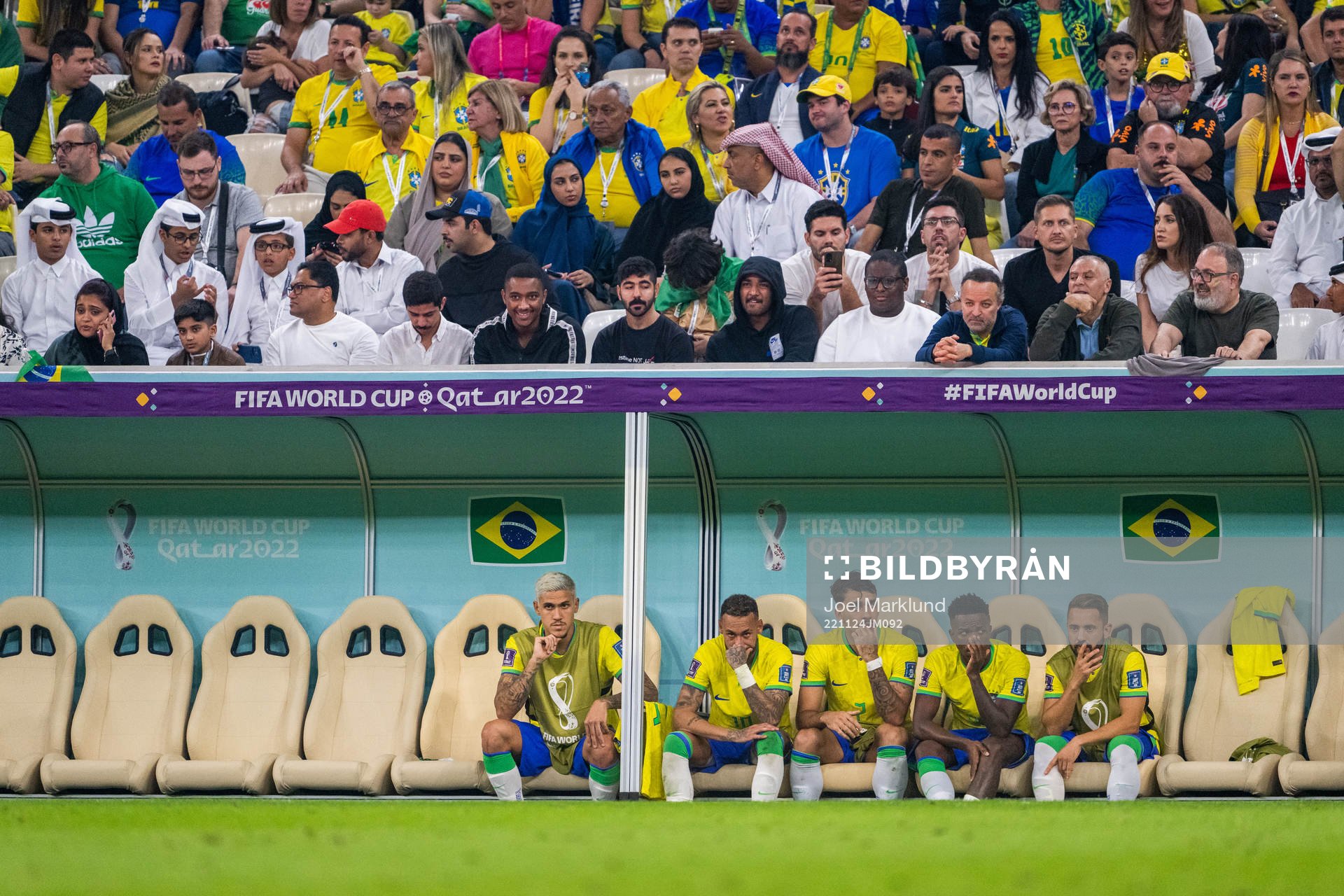 Neymar of Brazil looks dejected