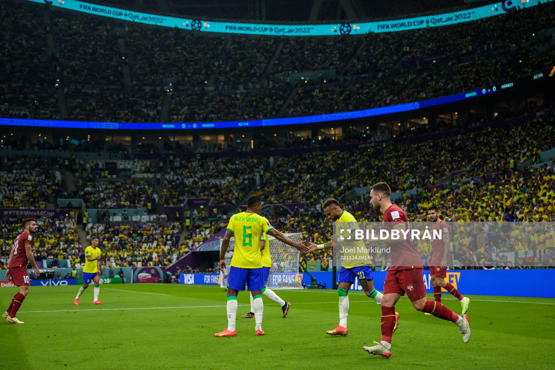 Alex Sandro and Neymar of Brazil
