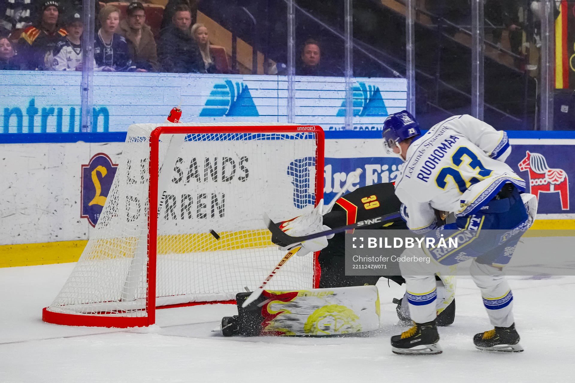 Leksands Mikael Ruohomaa gör 3-1 bakom Brynäs målvakt