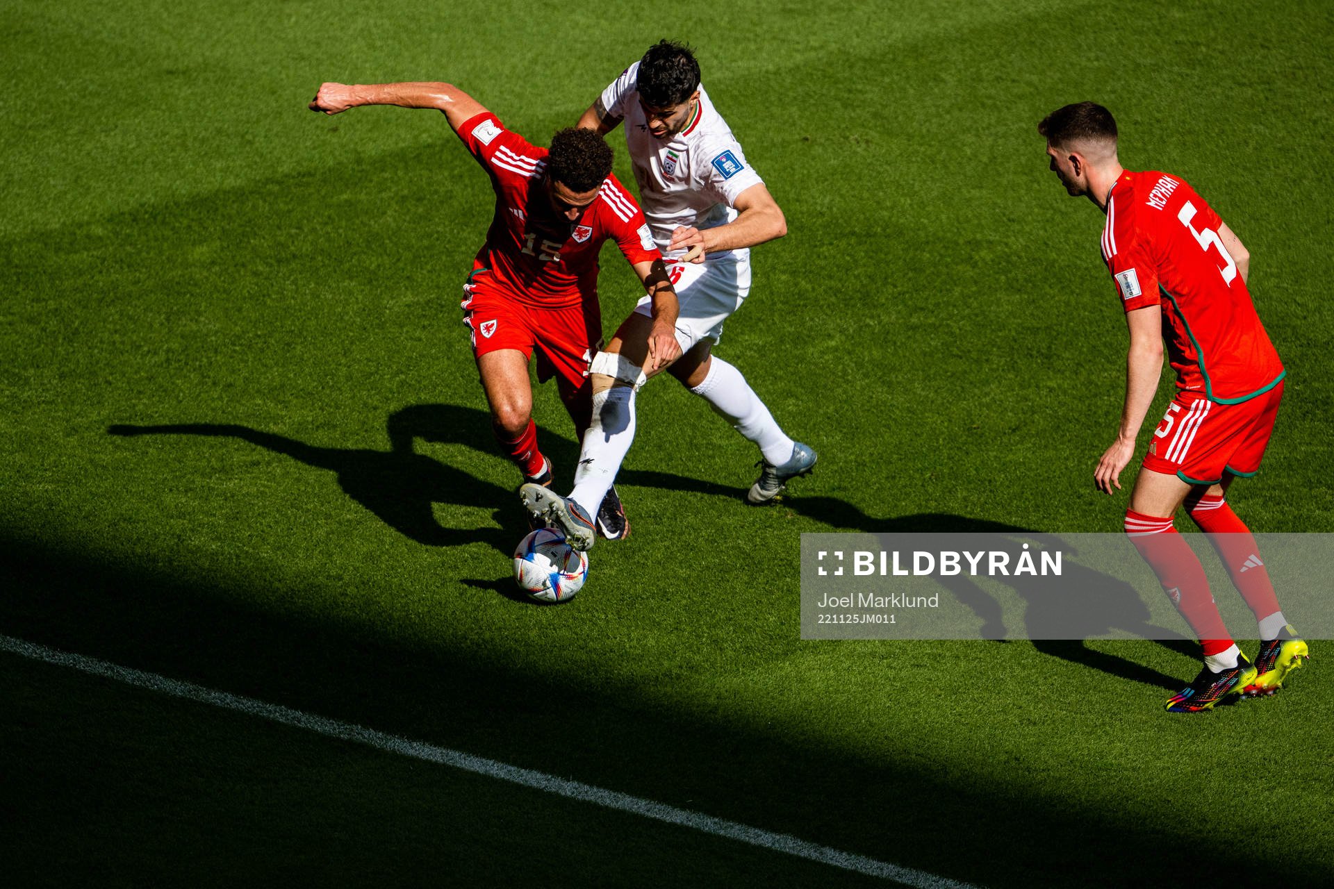 Ethan Ampadu and Chris Mepham of Wales against Saeid