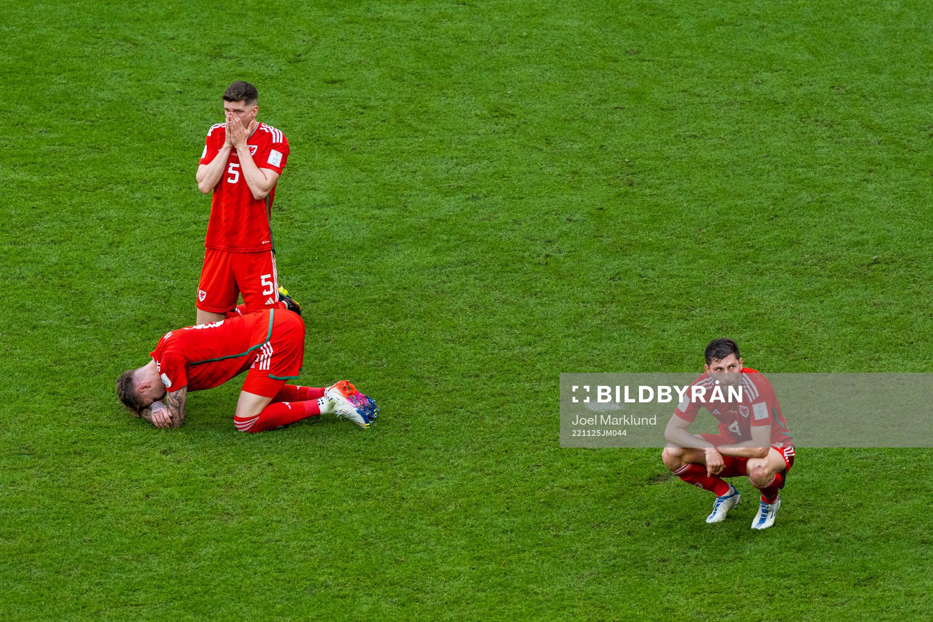 Joe Rodon, Chris Mepham and Ben Davies of Wales look