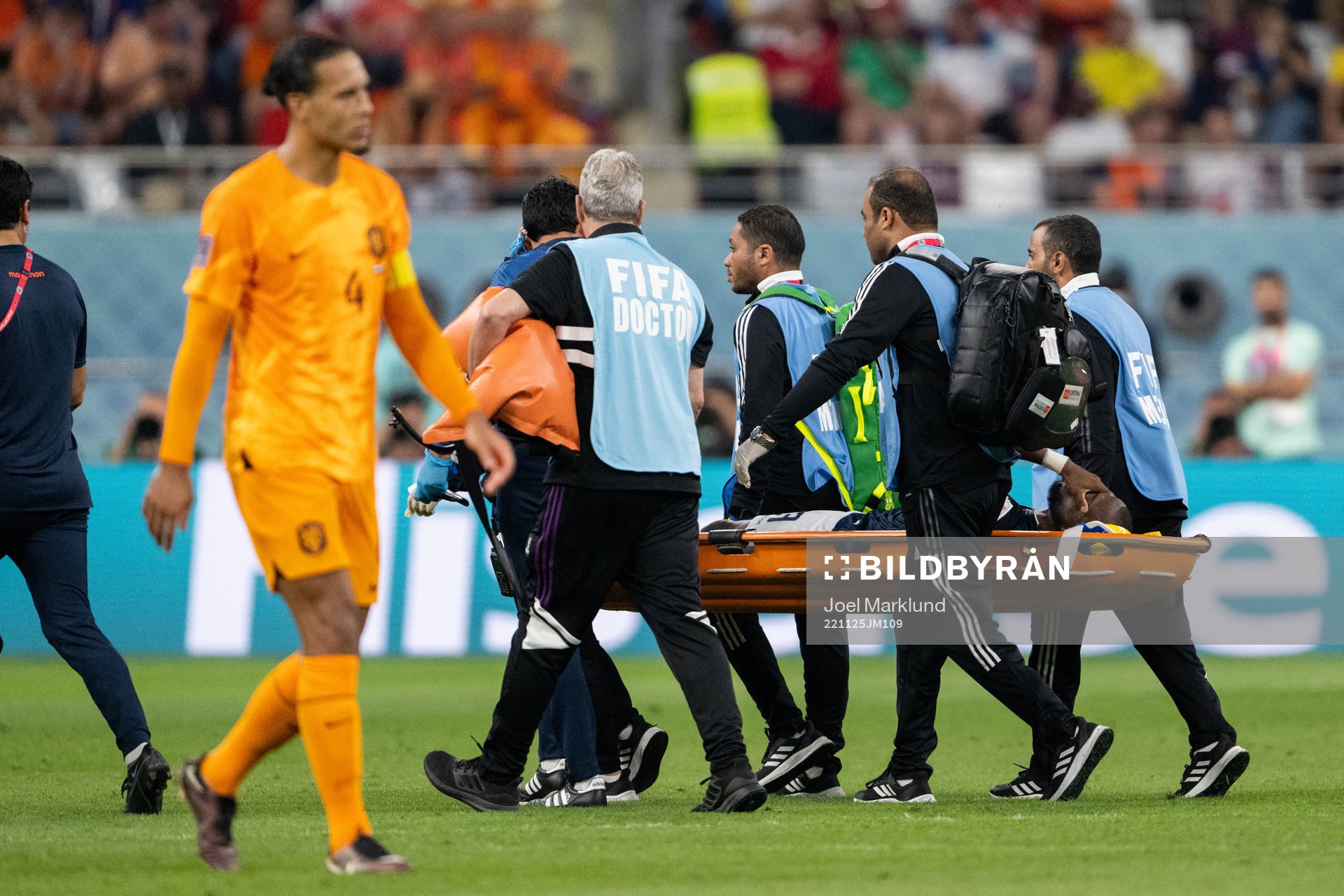 Enner Valencia of Ecuador is stretchered off by medical