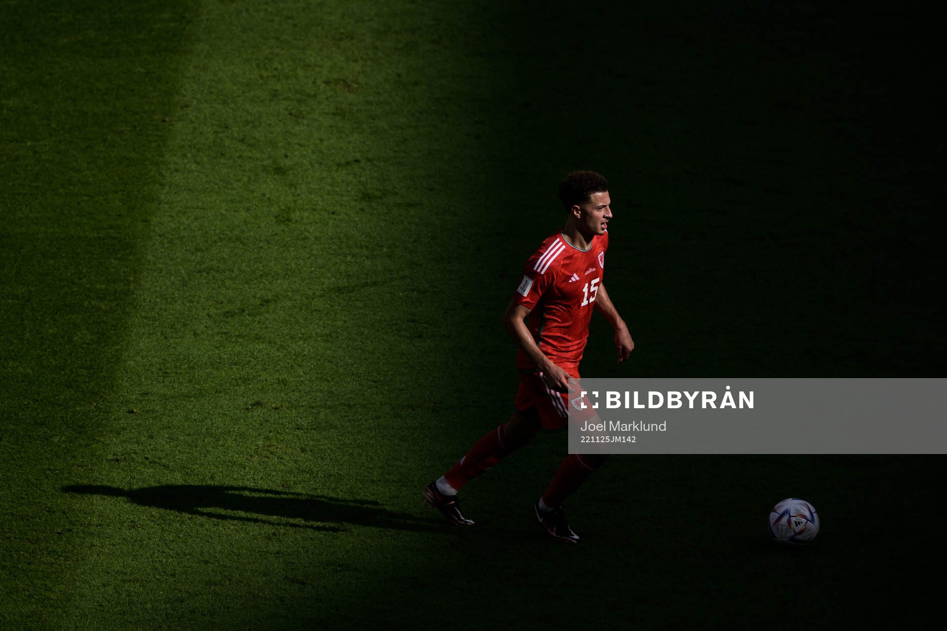 Ethan Ampadu of Wales during the FIFA World Cup 2022 football match between Wales and Iran on November 25, 2022 in Doha.