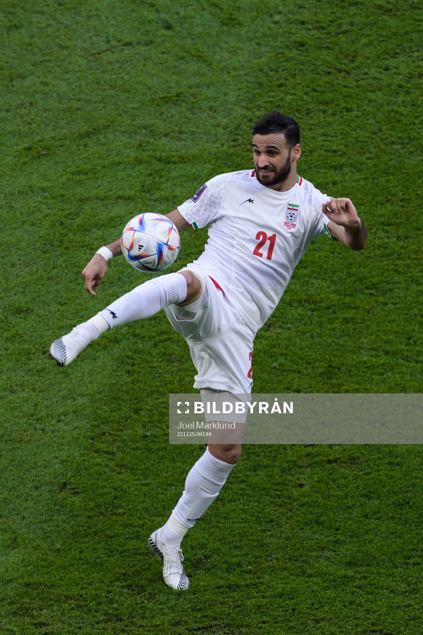 Ahmad Noorollahi of Iran during the FIFA World Cup 2022 football match between Wales and Iran on November 25, 2022 in Doha.