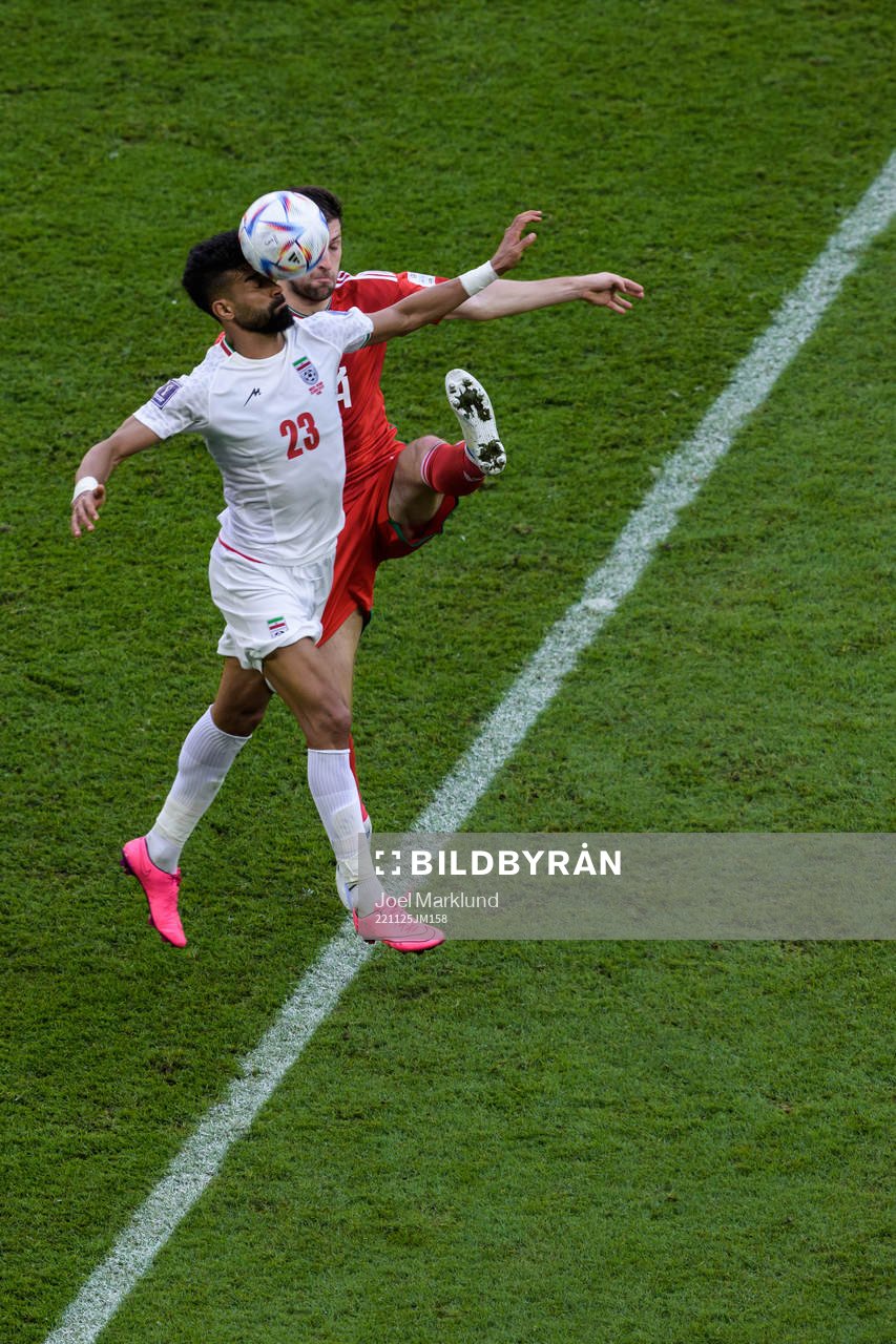 Ramin Rezaeian of Iran and Ben Davies of Wales