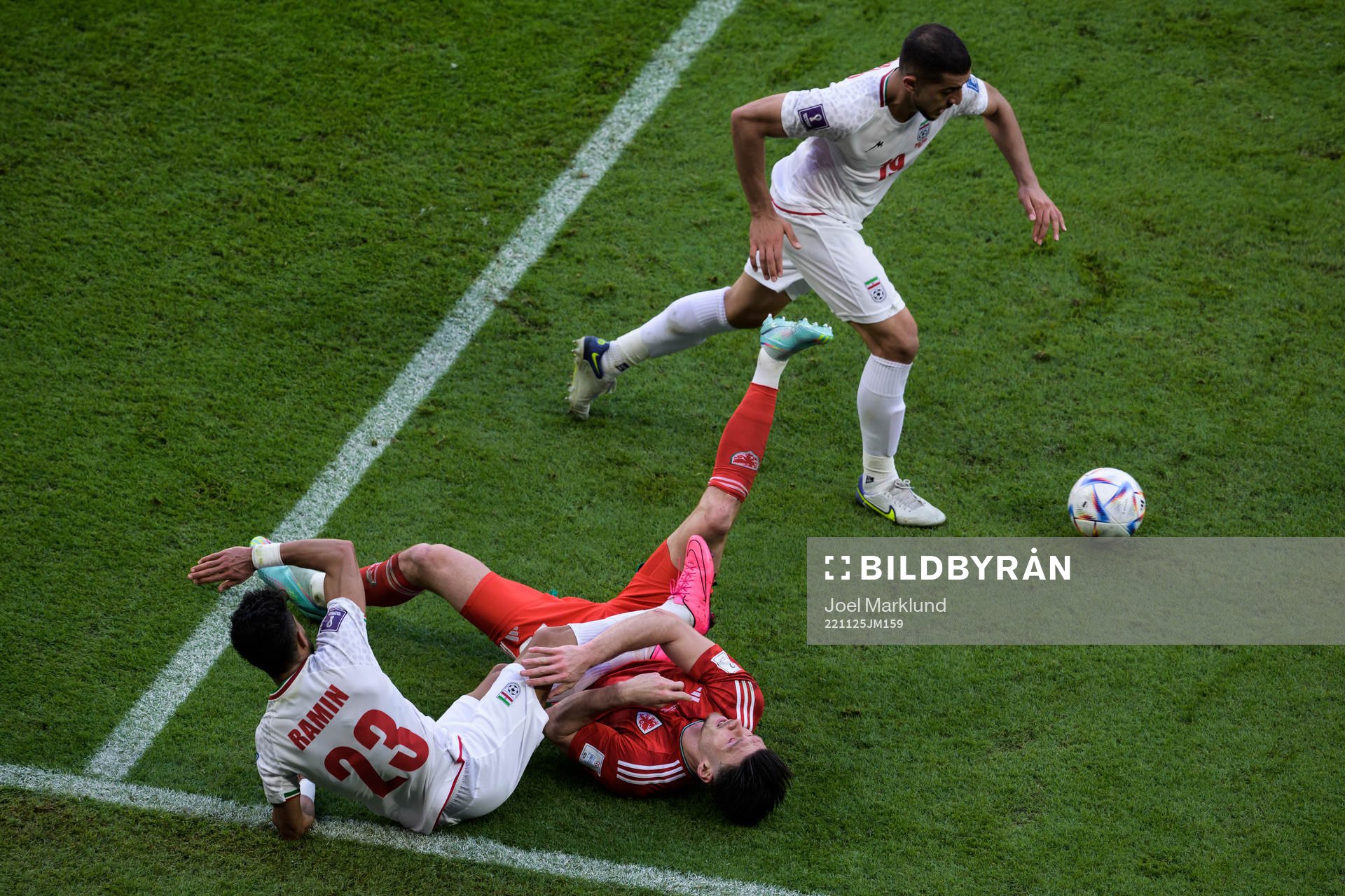 Ramin Rezaeian and Majid Hosseini of Iran in action against
