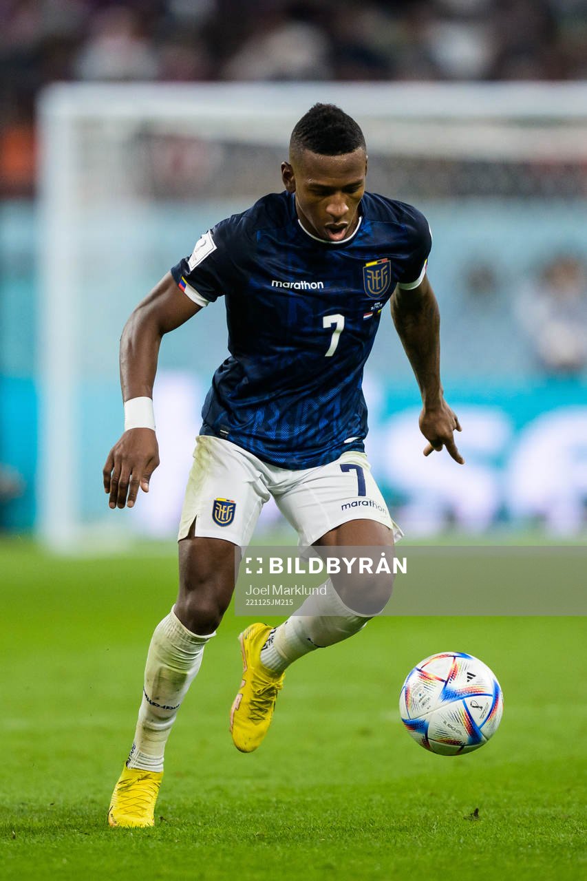 Pervis Estupinan of Ecuador during the FIFA World Cup 2022 football match between Netherlands and Ecuador on November 25, 2022 in Doha.