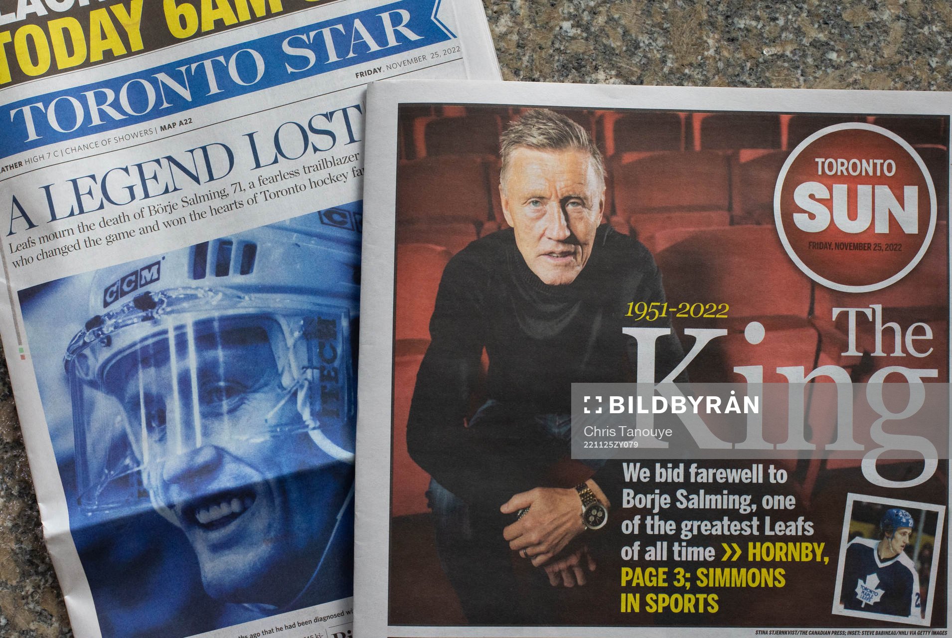 The front pages of the Toronto Star and Toronto Sun