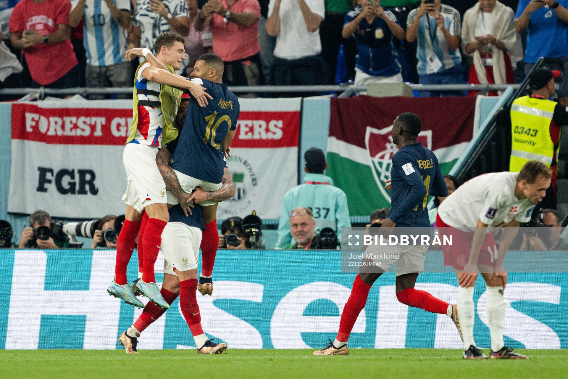 Kylian Mbappe of France celebrates the 1-0 goal