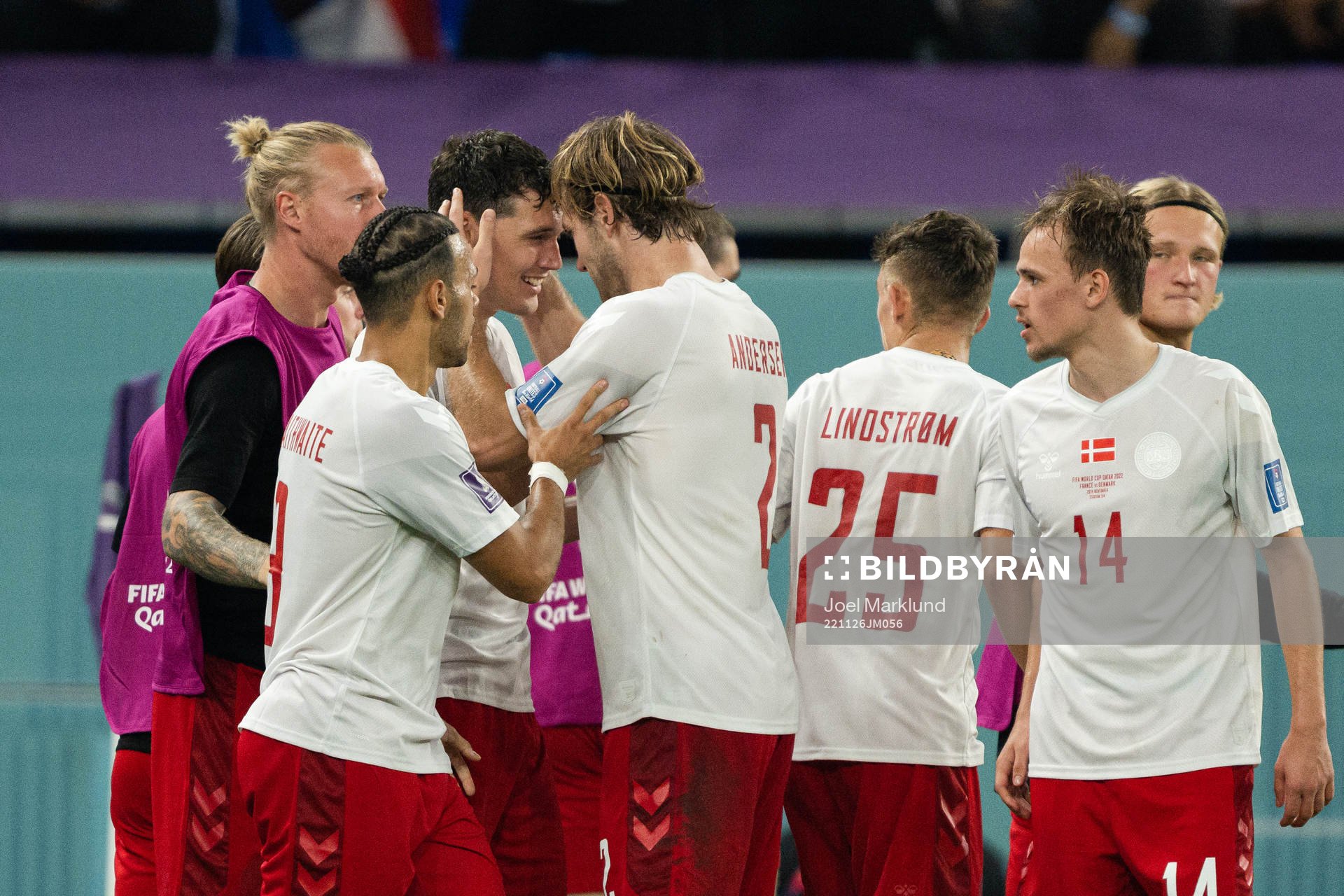 Andreas Christensen of Denmark celebrates the 1-1 goal