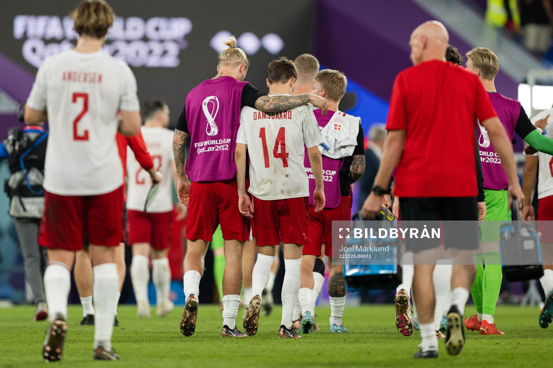 Simon Kjær and Mikkel Damsgaard of Denmark