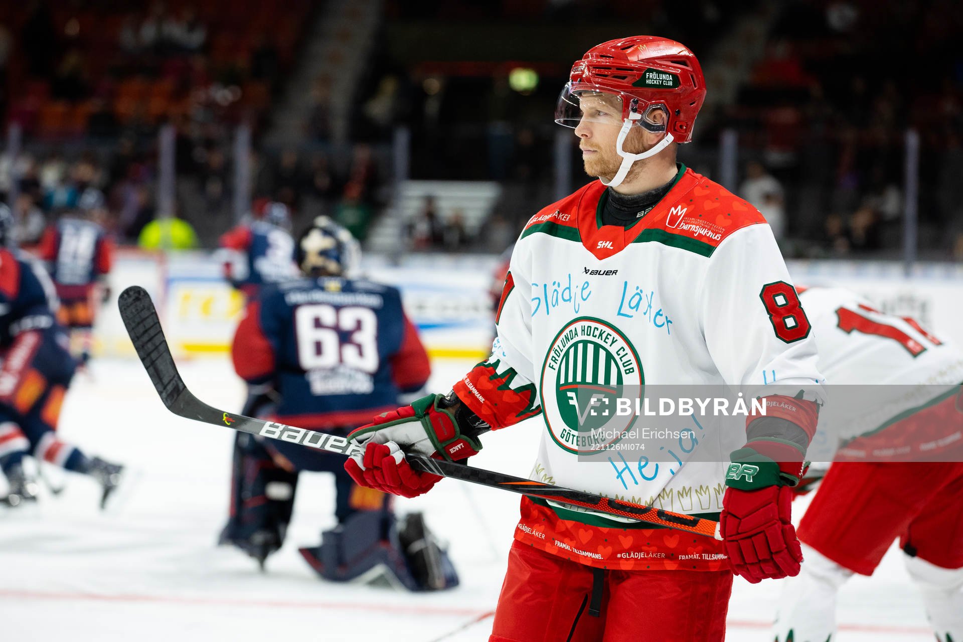 Frölundas Ryan Lasch innan ishockeymatchen i SHL mellan