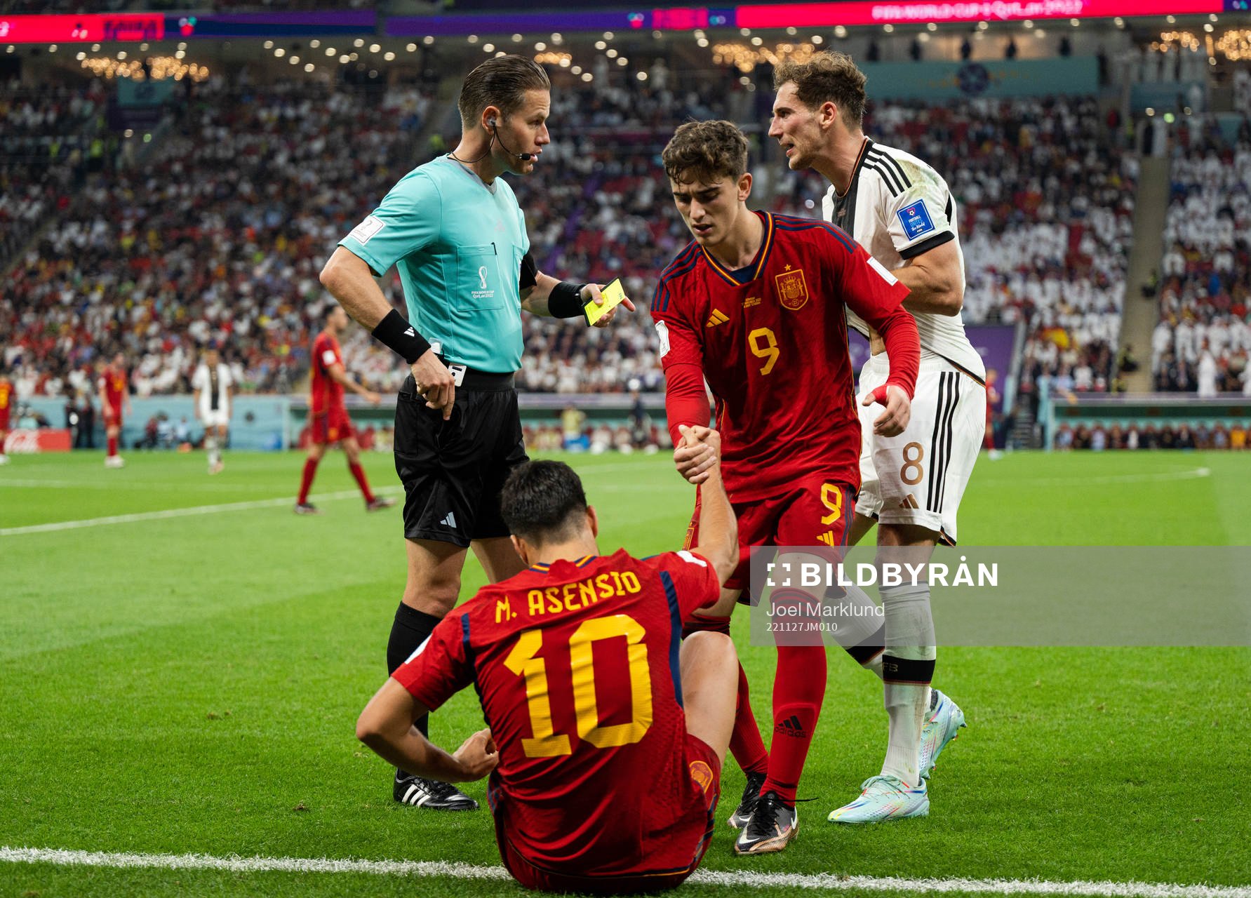 Marco Asensio, Gavi of Spain and Leon Goretzka of Germany