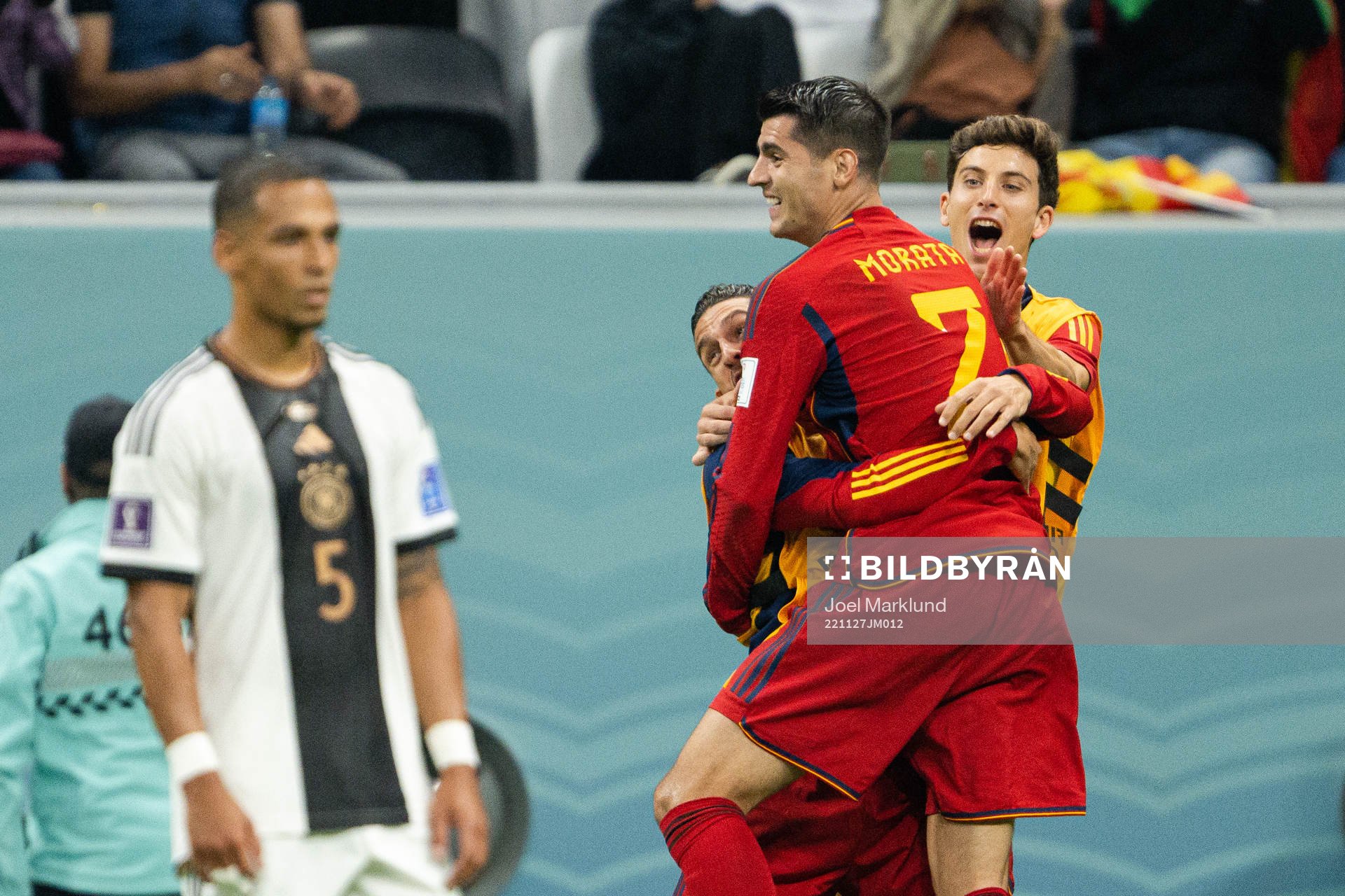 Alvaro Morata of Spain celebrates the 1-0 goa