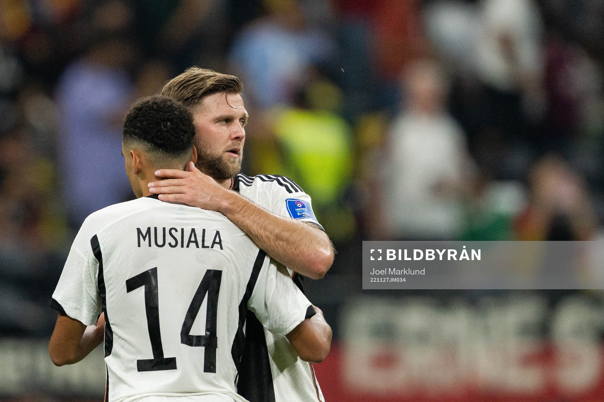 Jamal Musiala and Niclas Füllkrug of Germany