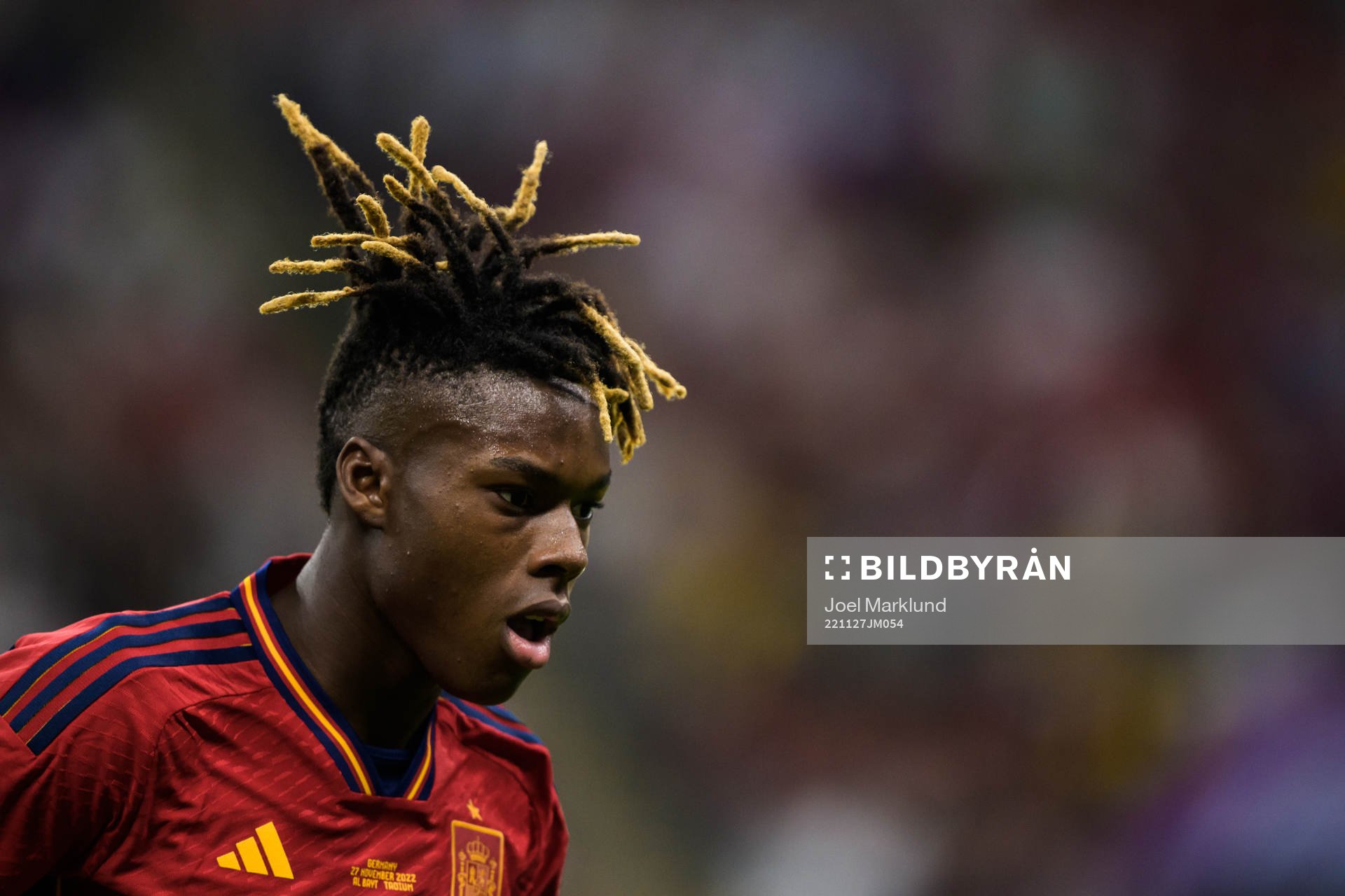 Nico Williams of Spain during the FIFA World Cup 2022 football match between Spain and Germany on November 27, 2022 in Doha.