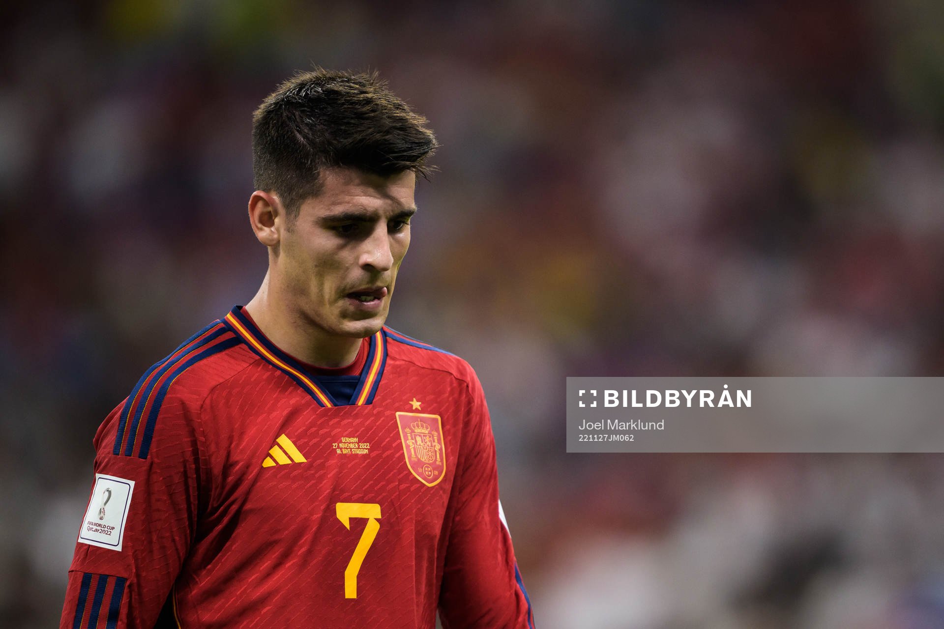 Alvaro Morata of Spain looks dejected