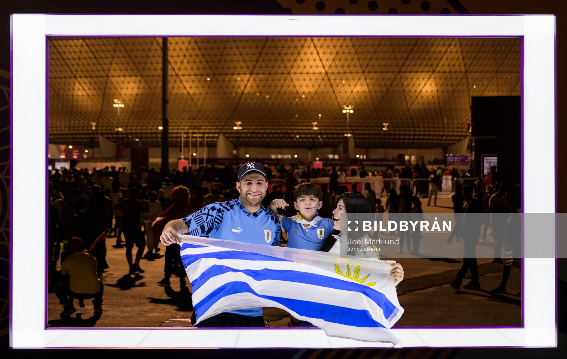 A family supporting Uruguay get their picture taken