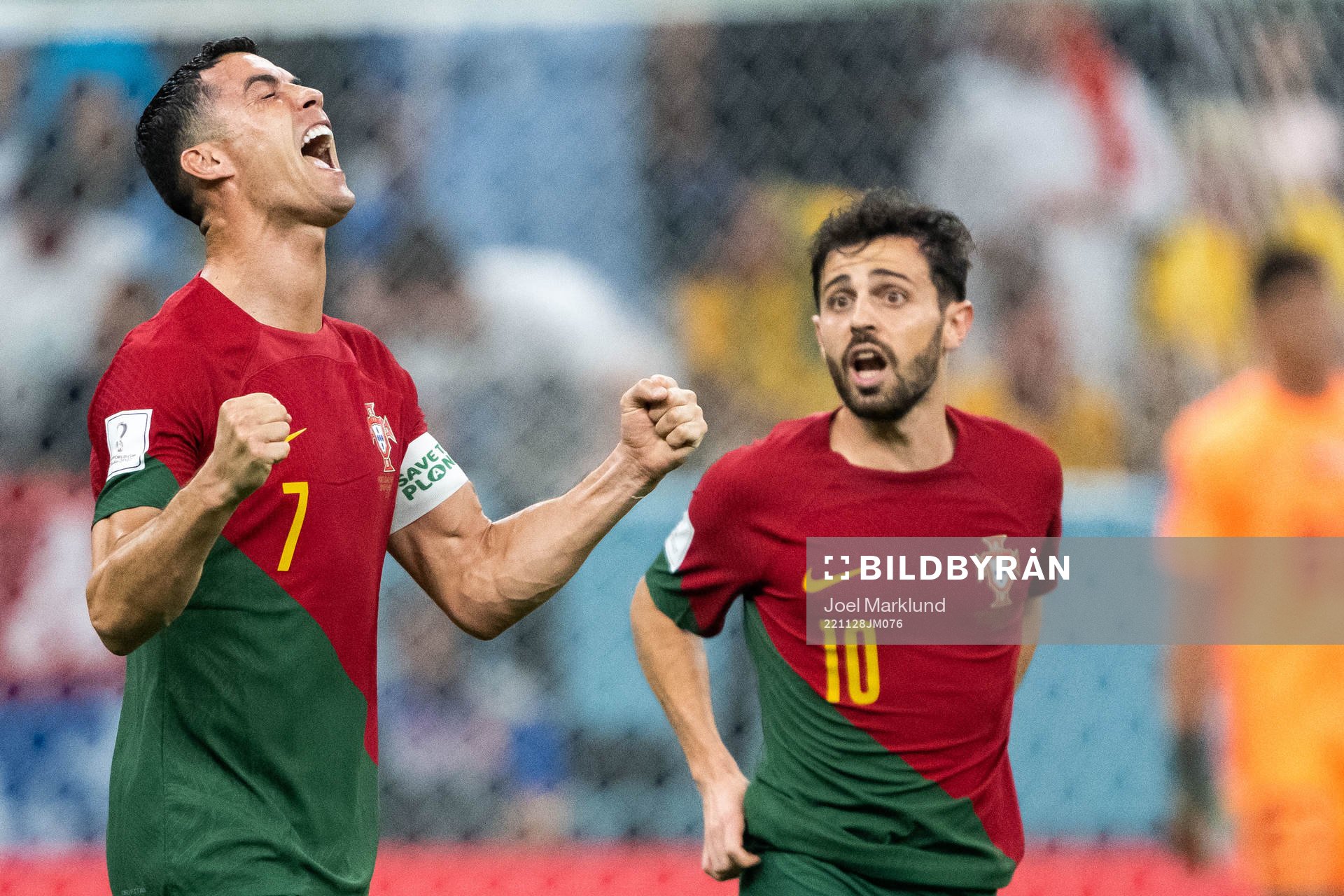 Cristiano Ronaldo of Portugal celebrates 1-0 by Bruno