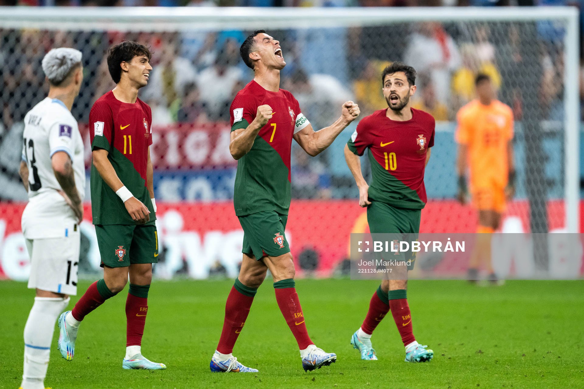Cristiano Ronaldo of Portugal celebrates 1-0 by Bruno