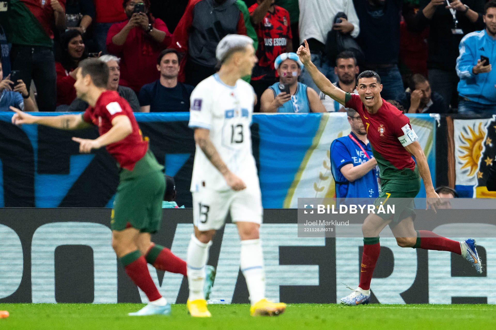 Cristiano Ronaldo of Portugal celebrates 1-0 by Bruno