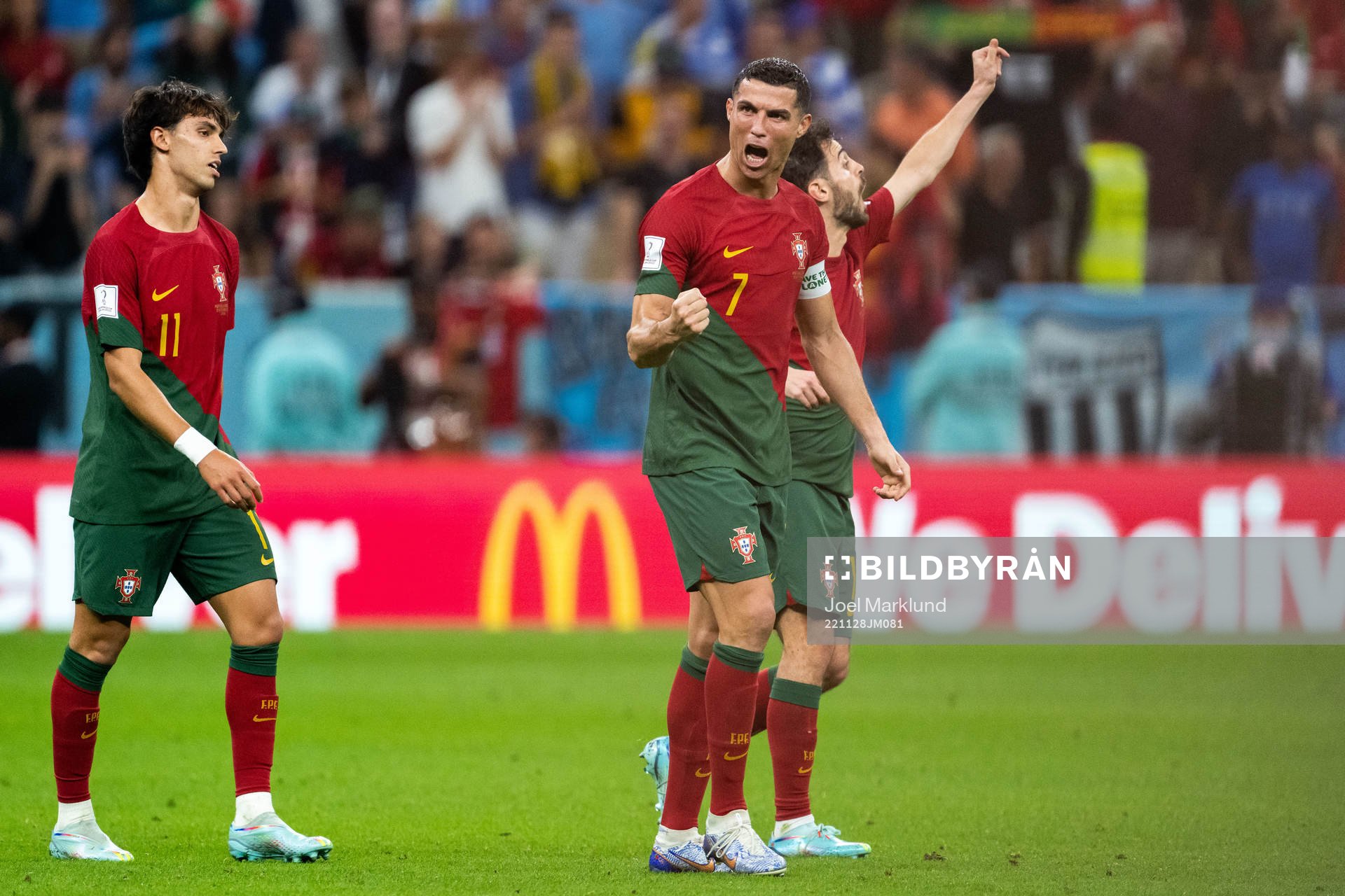 Cristiano Ronaldo of Portugal celebrates 1-0 by Bruno