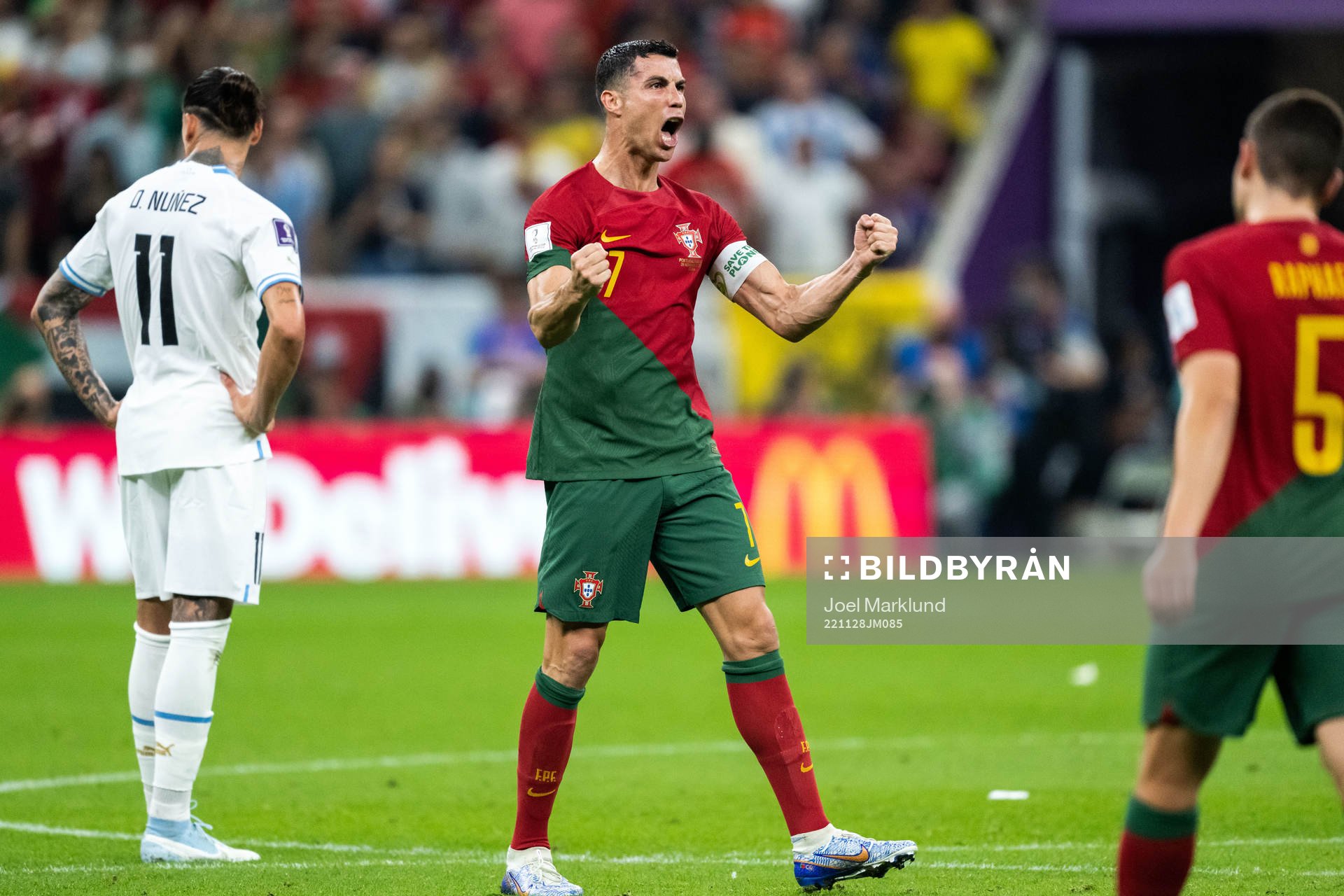 Cristiano Ronaldo of Portugal celebrates 1-0 by Bruno