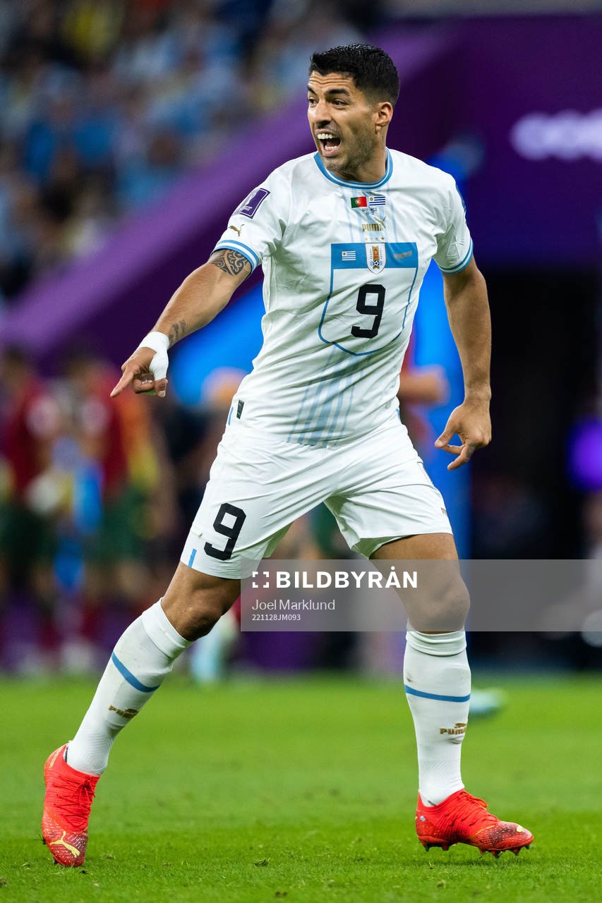 Luis Suarez of Uruguay during the FIFA World Cup 2022 football match between Portugal and Uruguay on November 28, 2022 in Doha.