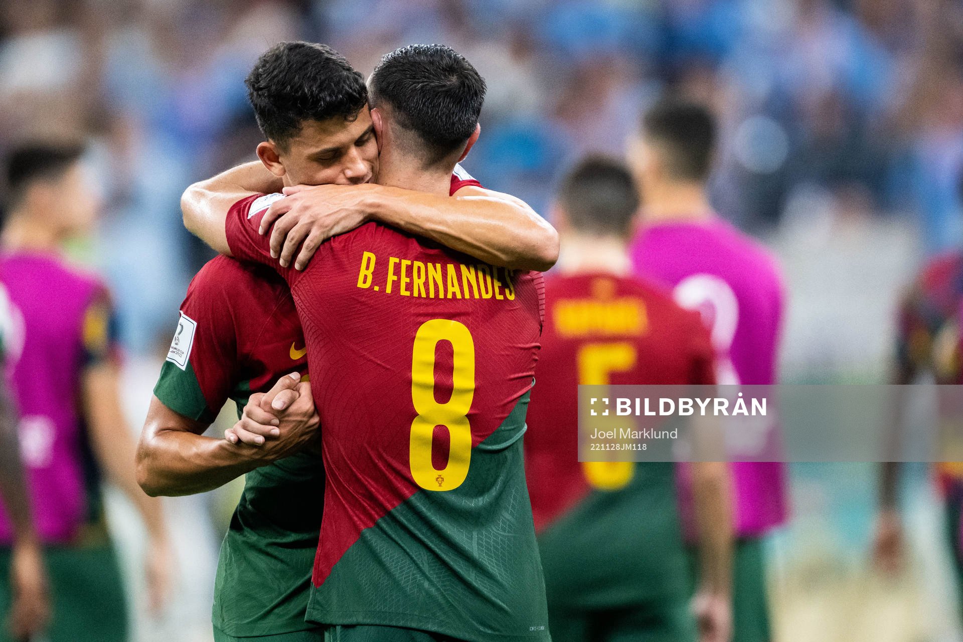 Matheus Nunes and Bruno Fernandes of Portugal