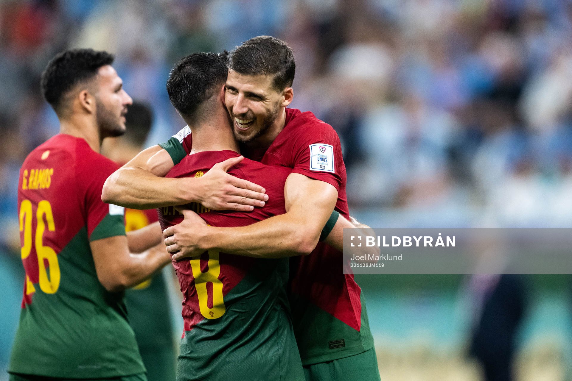 Bruno Fernandes and Ruben Dias of Portugal