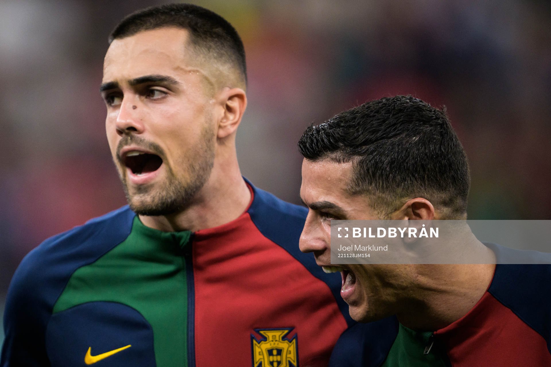 Goalkeeper Diogo Costa and Cristiano Ronaldo of Portugal