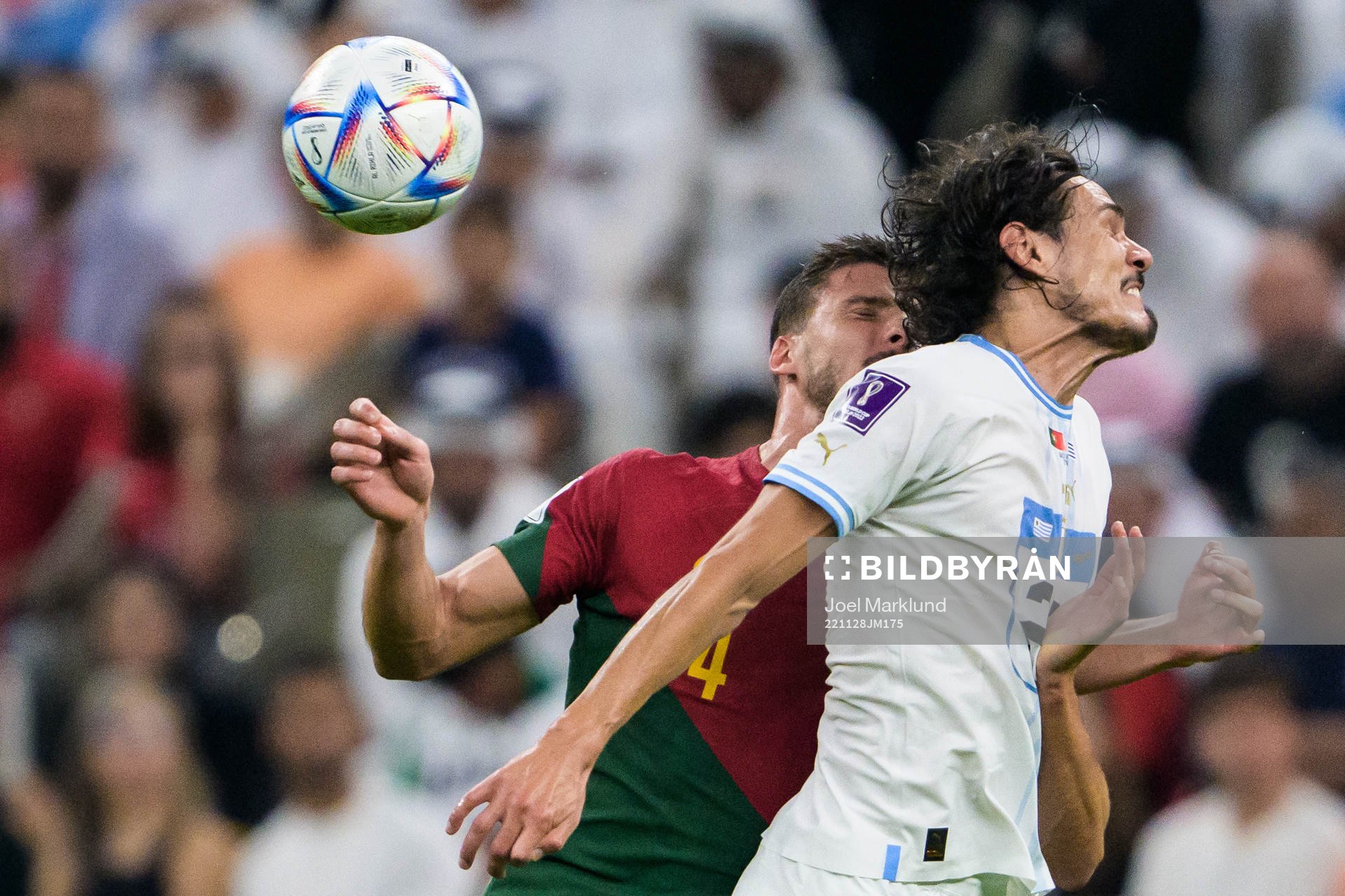 Ruben Dias of Portugal and Edinson Cavani of Uruguay
