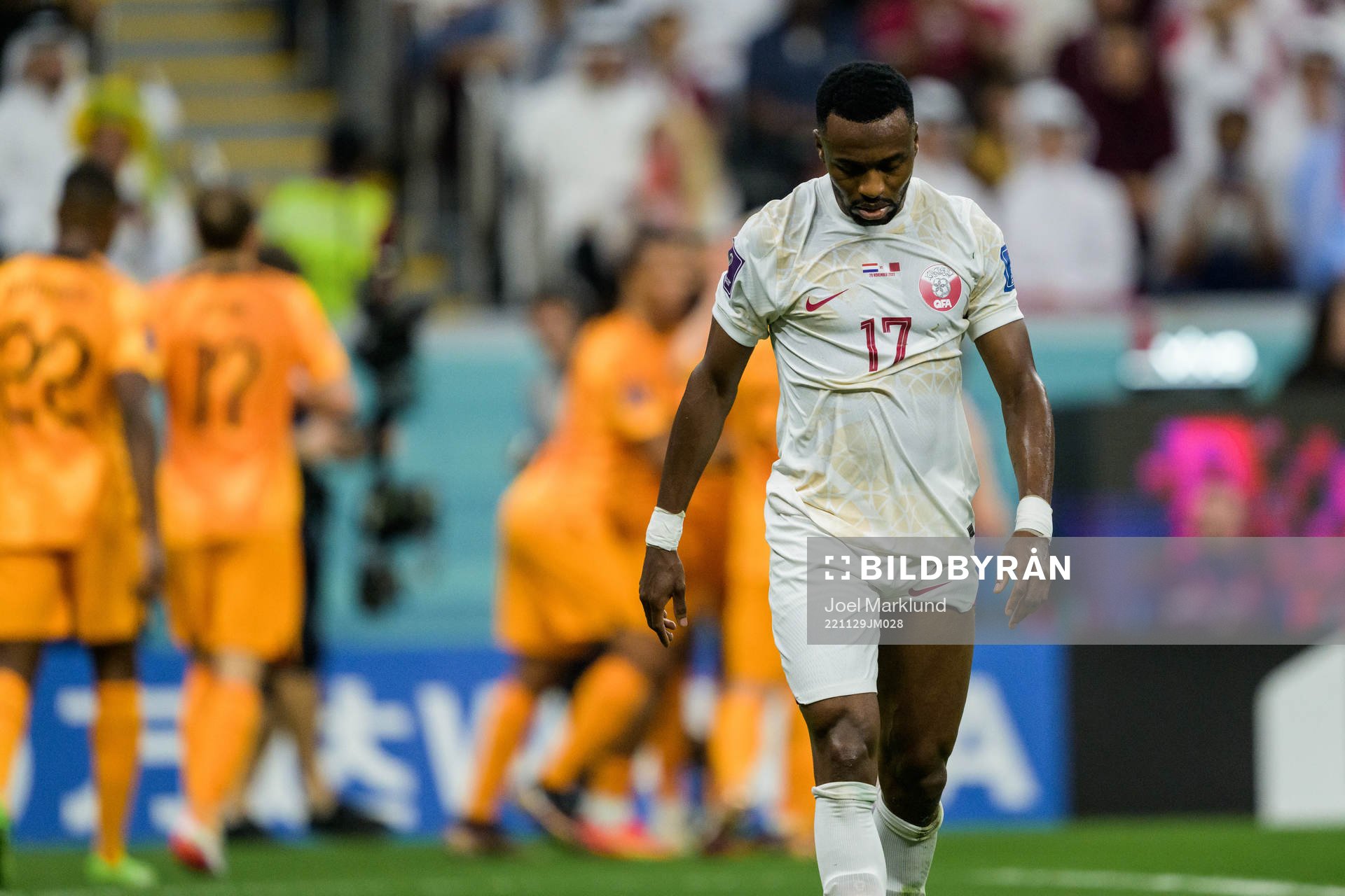 Ismail Mohamad of Qatar looks dejected
