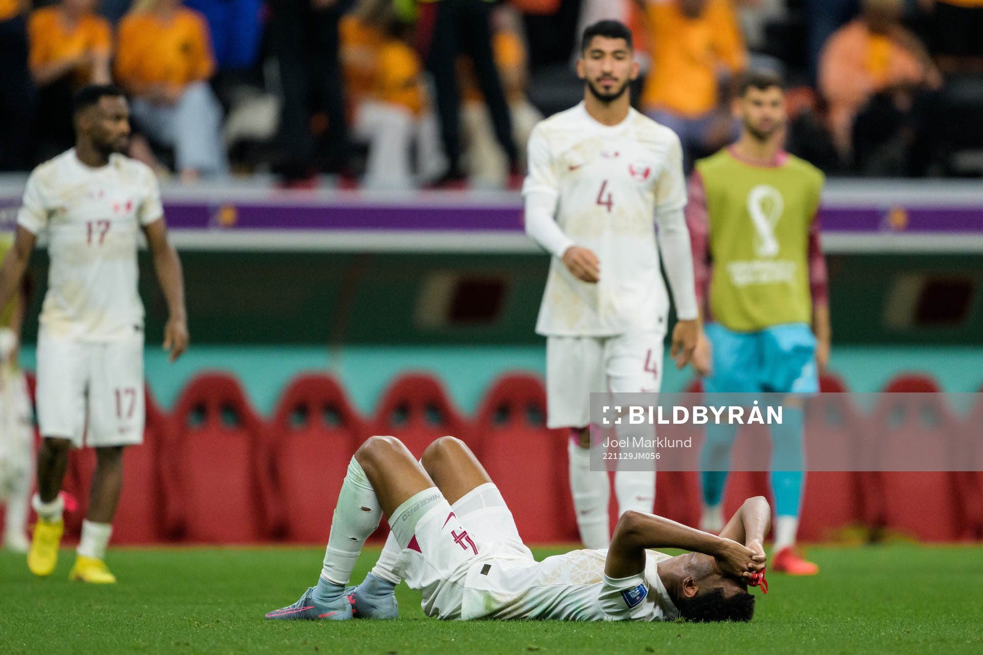 Homam Ahmed of Qatar looks dejected