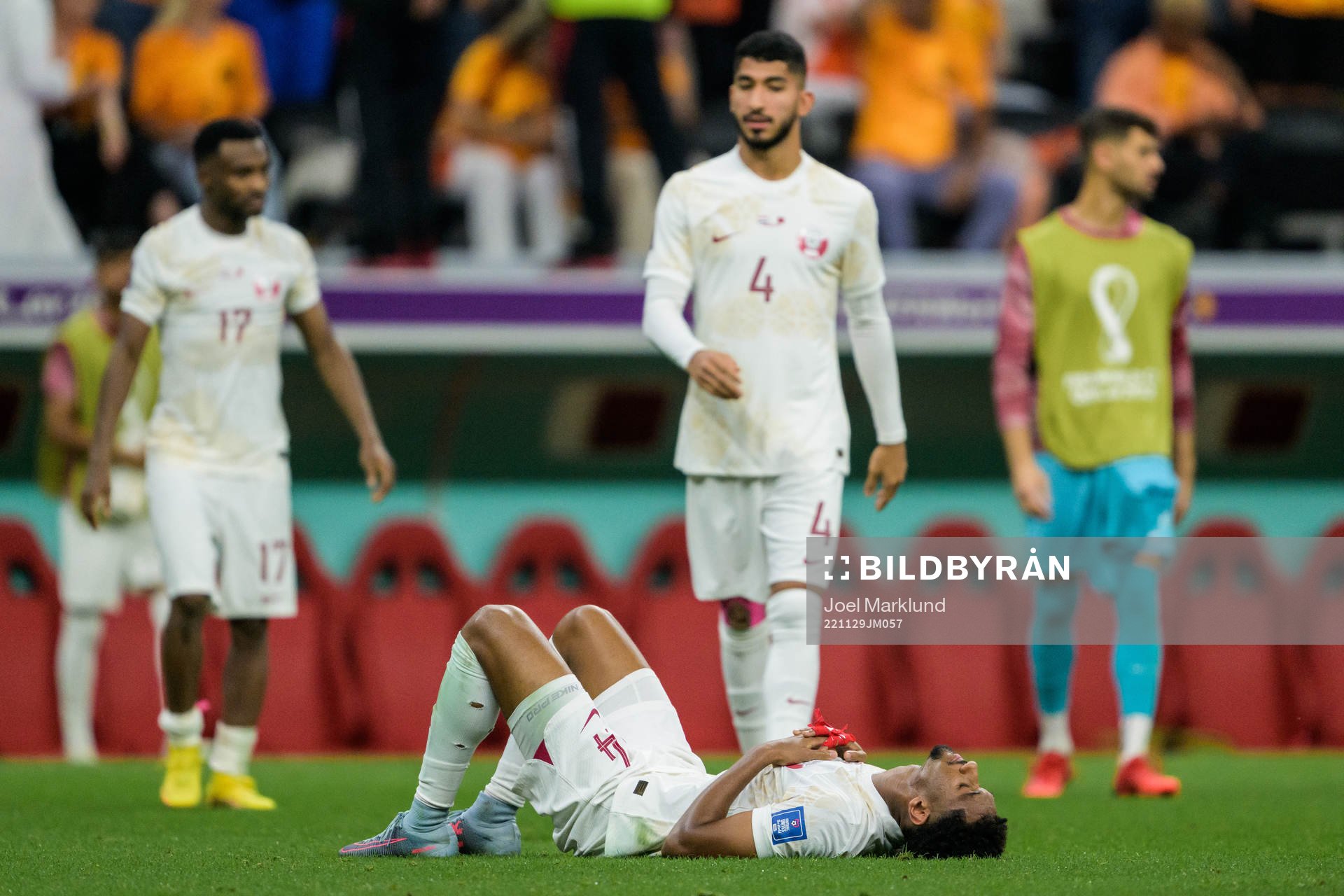 Homam Ahmed of Qatar looks dejected