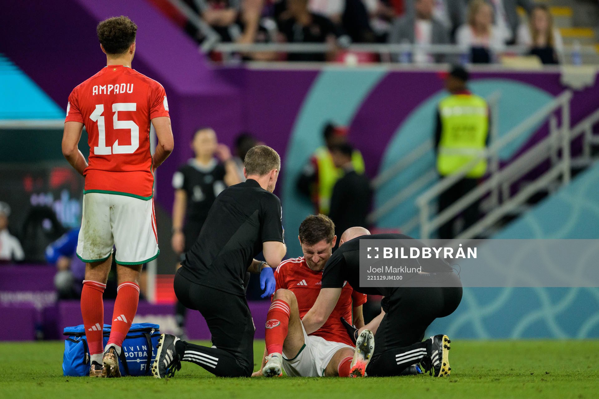 Ben Davies of Wales in pain