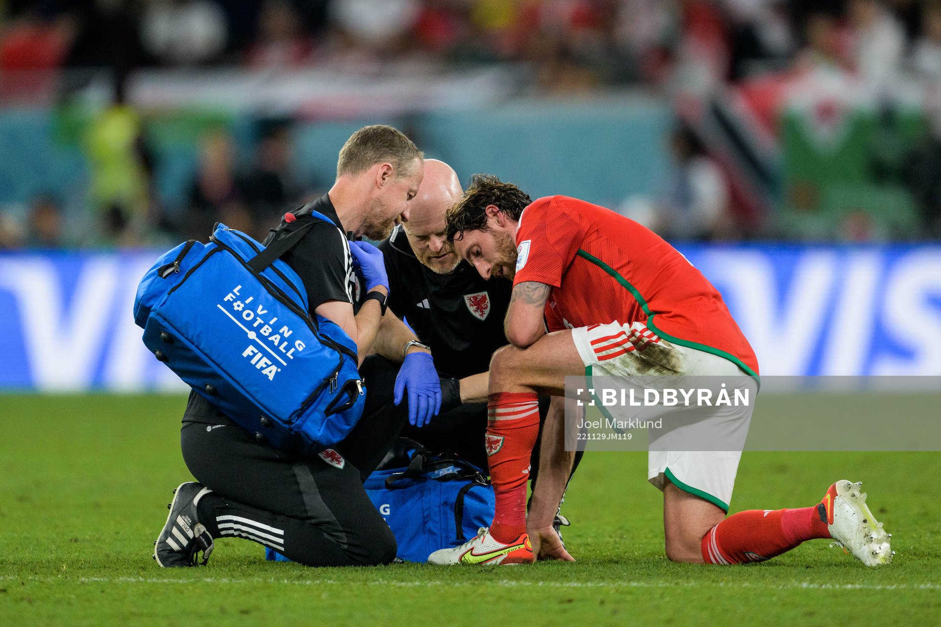 Joe Allen of Wales is injured