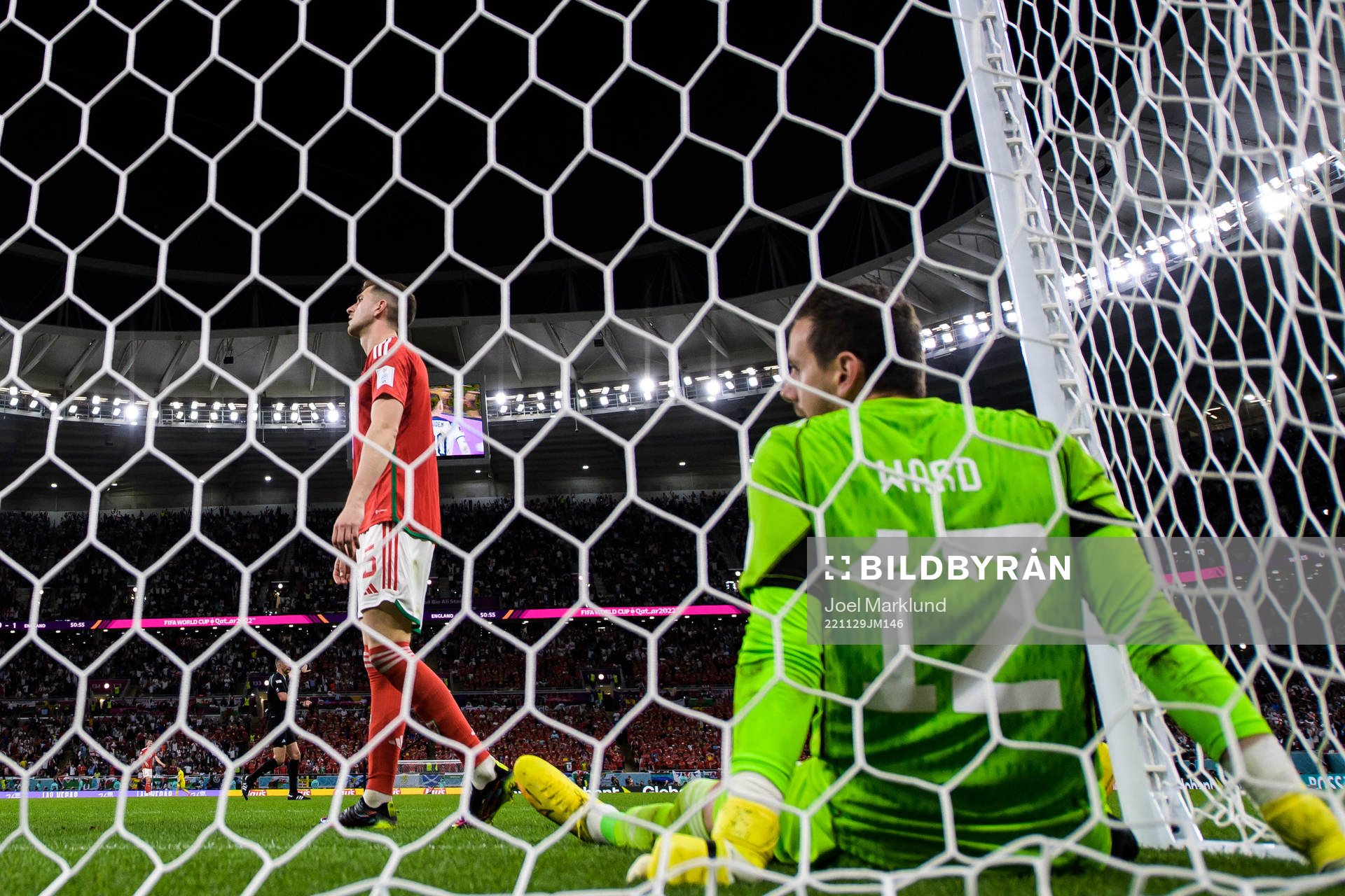 Chris Mepham and goalkeeper Danny Ward of Spain look