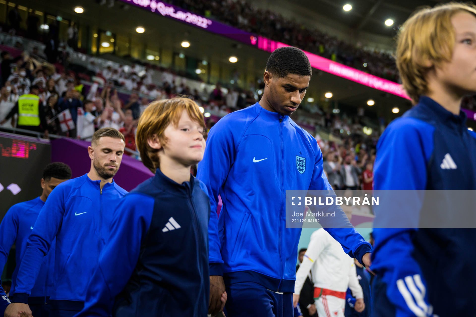 Marcus Rashford of England enters the pitch for the FIFA