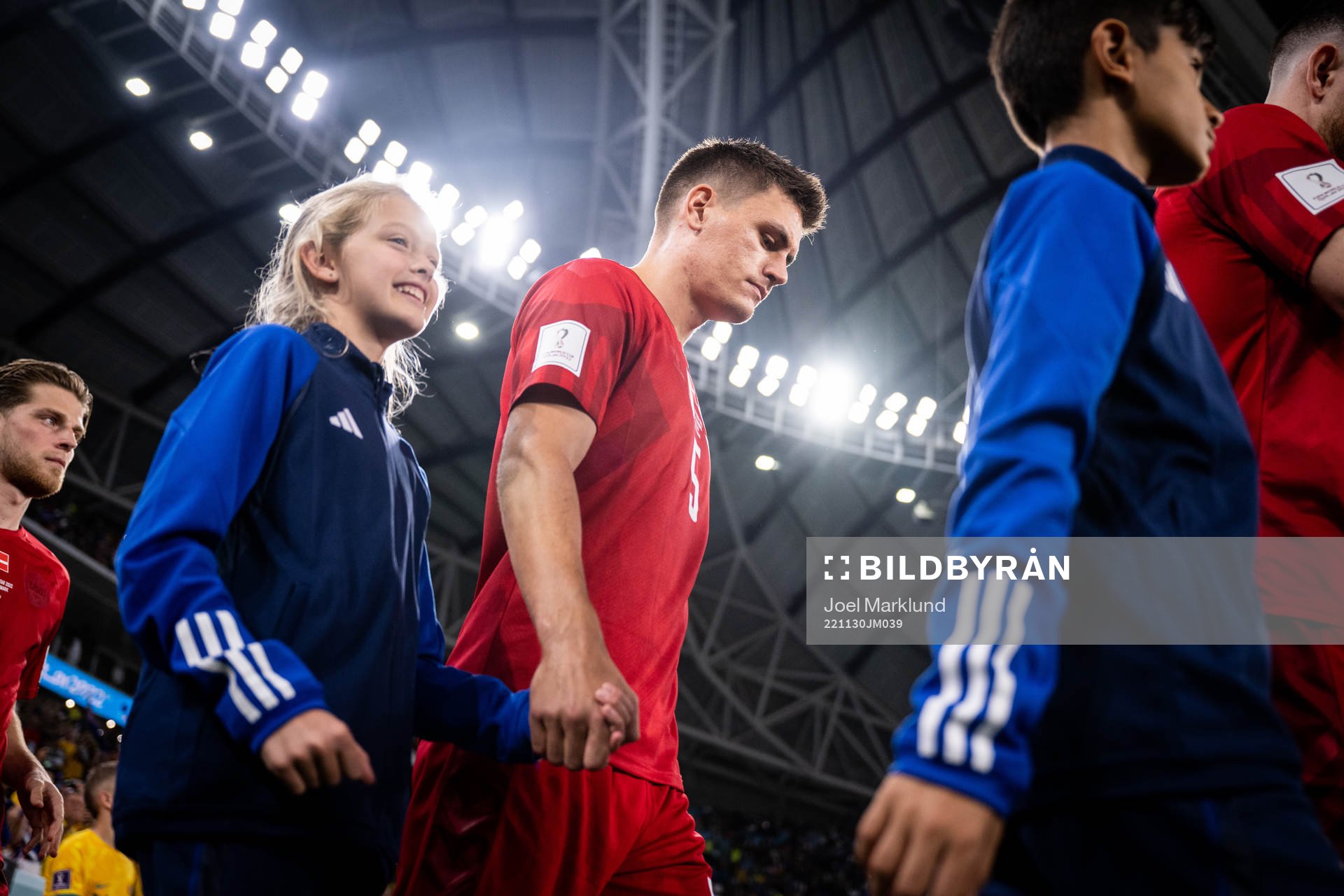 Joakim Mæhle of Denmark enters the pitch for the FIFA